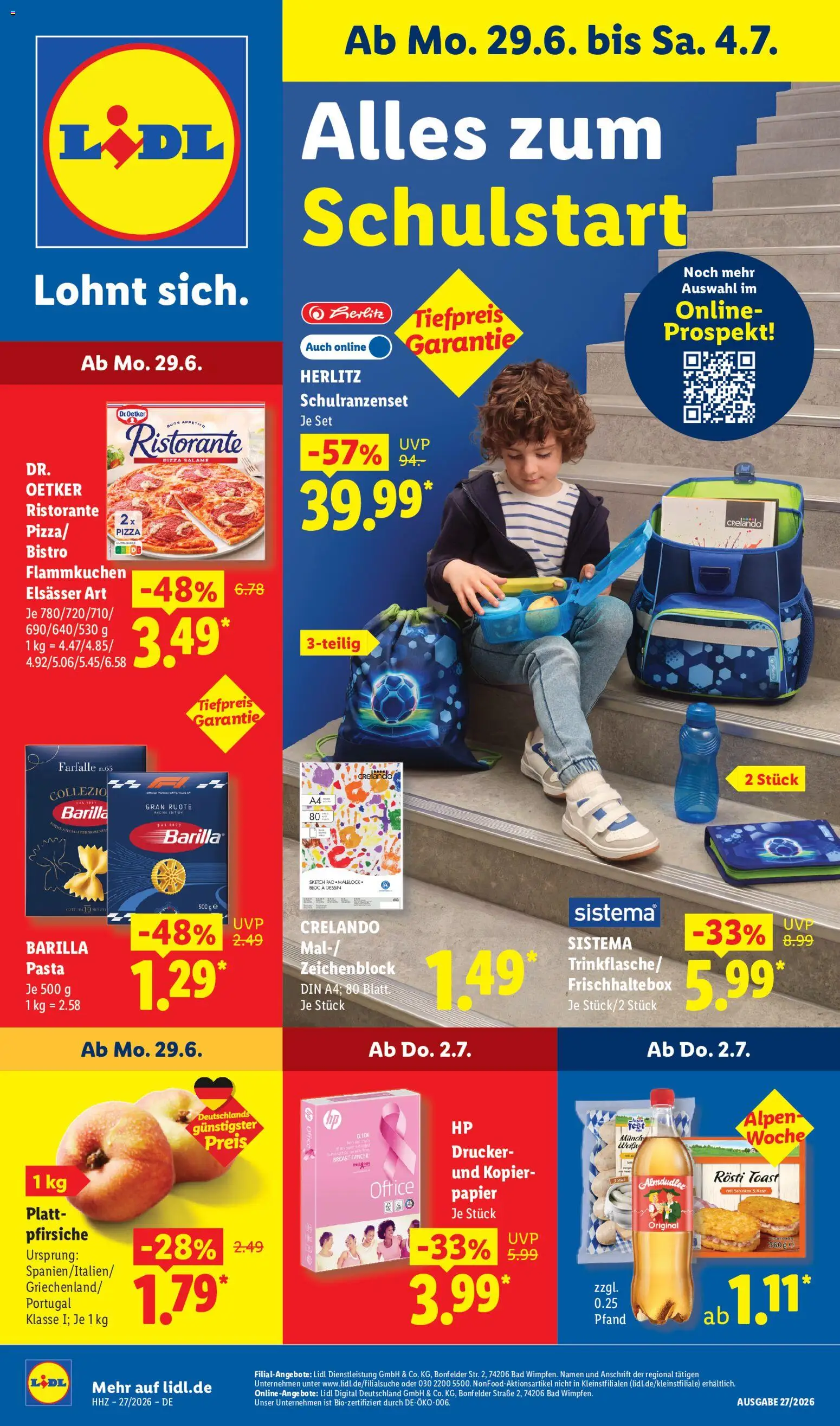 Lidl Prospekt – gültig ab 29.06.2026 | Seite: 11 | Produkte: Toast, Bad, Pasta, Pizza
