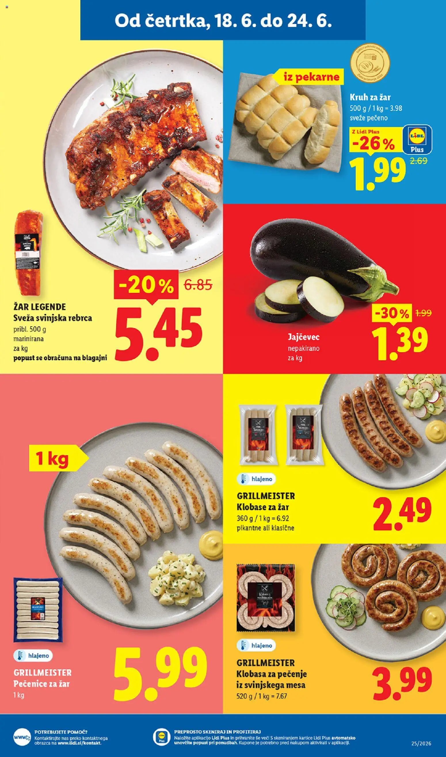 Novi Lidl katalog ponudbe – veljaven od 18.06.2026 | Stran: 5 | Izdelki: Rebrca, Zar, Klobase, Jajcevec