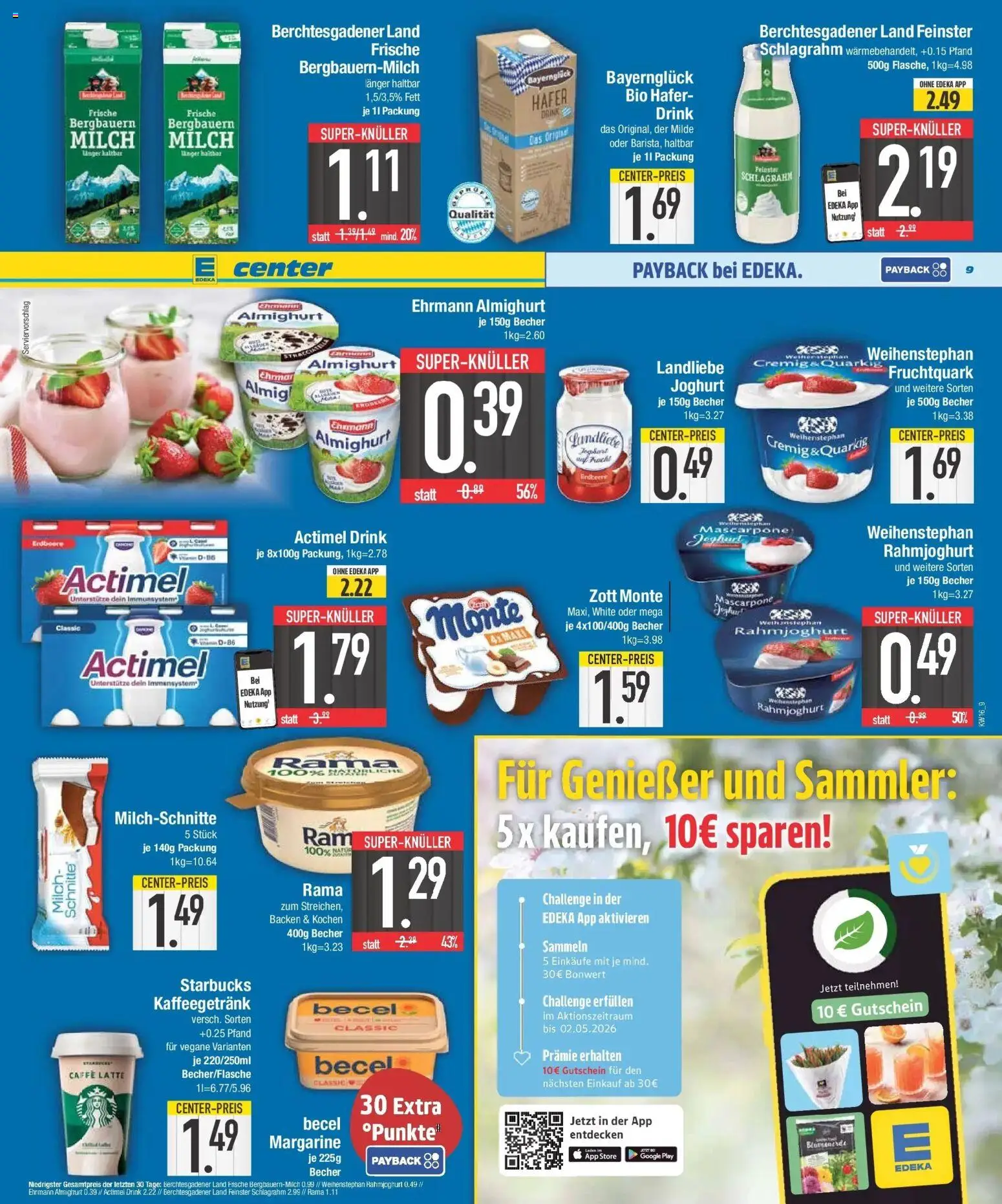 E center Prospekt Neuburg an der Donau  – gültig ab 13.04.2026 | Seite: 9 | Produkte: Actimel, Rama, Quark, Joghurt