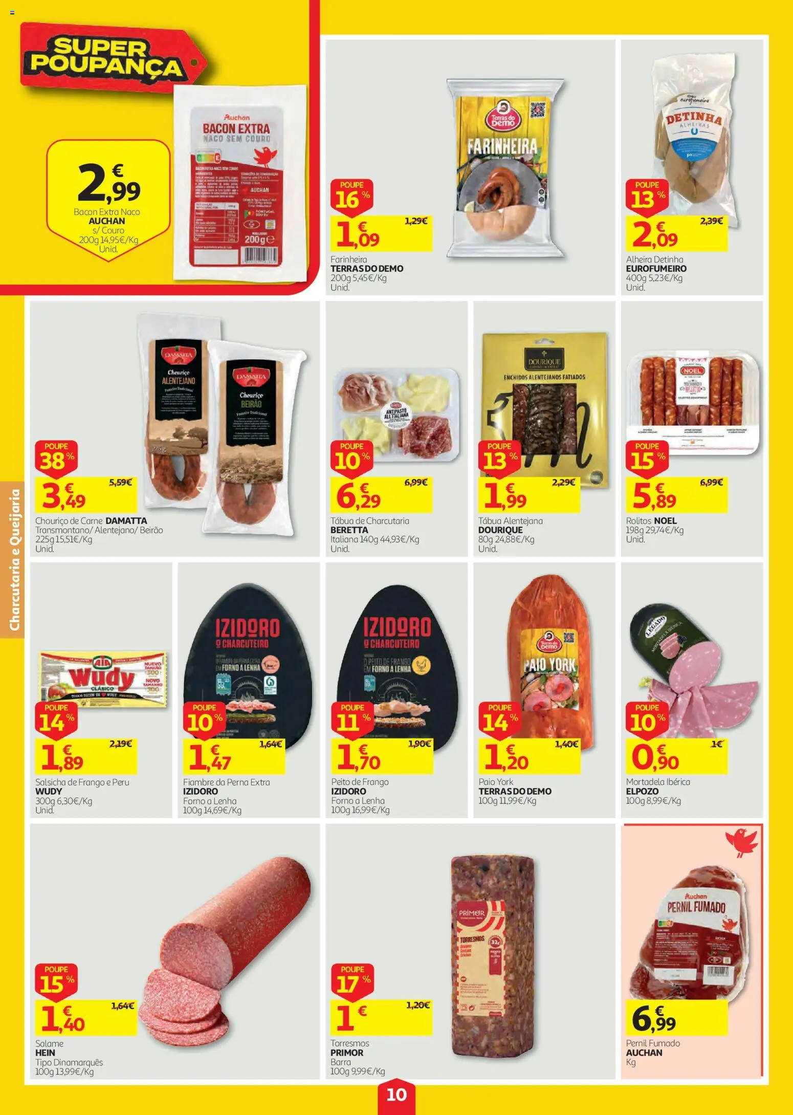 Auchan folheto │ válido de 03/09/2026 | Página: 10 | Produtos: Bacon, Peito de frango, Frango, Peru