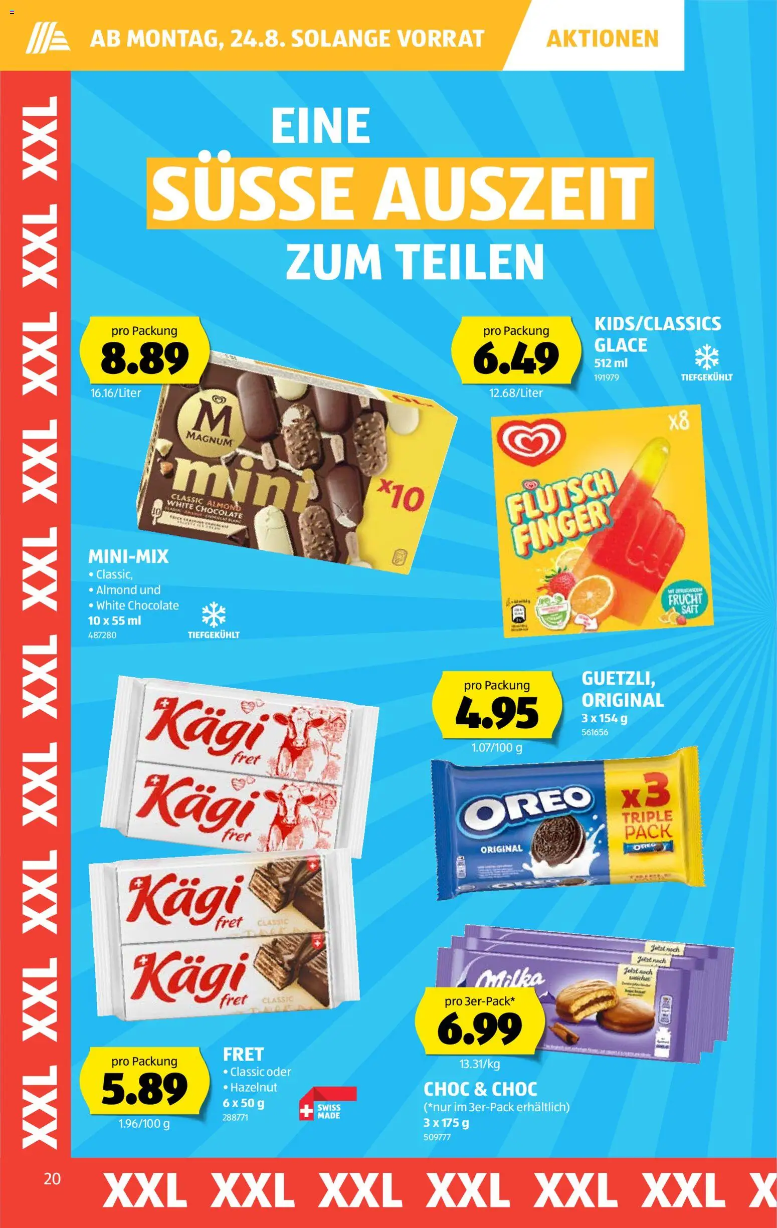 Aldi aktionen – gültig ab 20.08.2026 | Seite: 20 | Produkte: Magnum, Glace, Saft, Süße