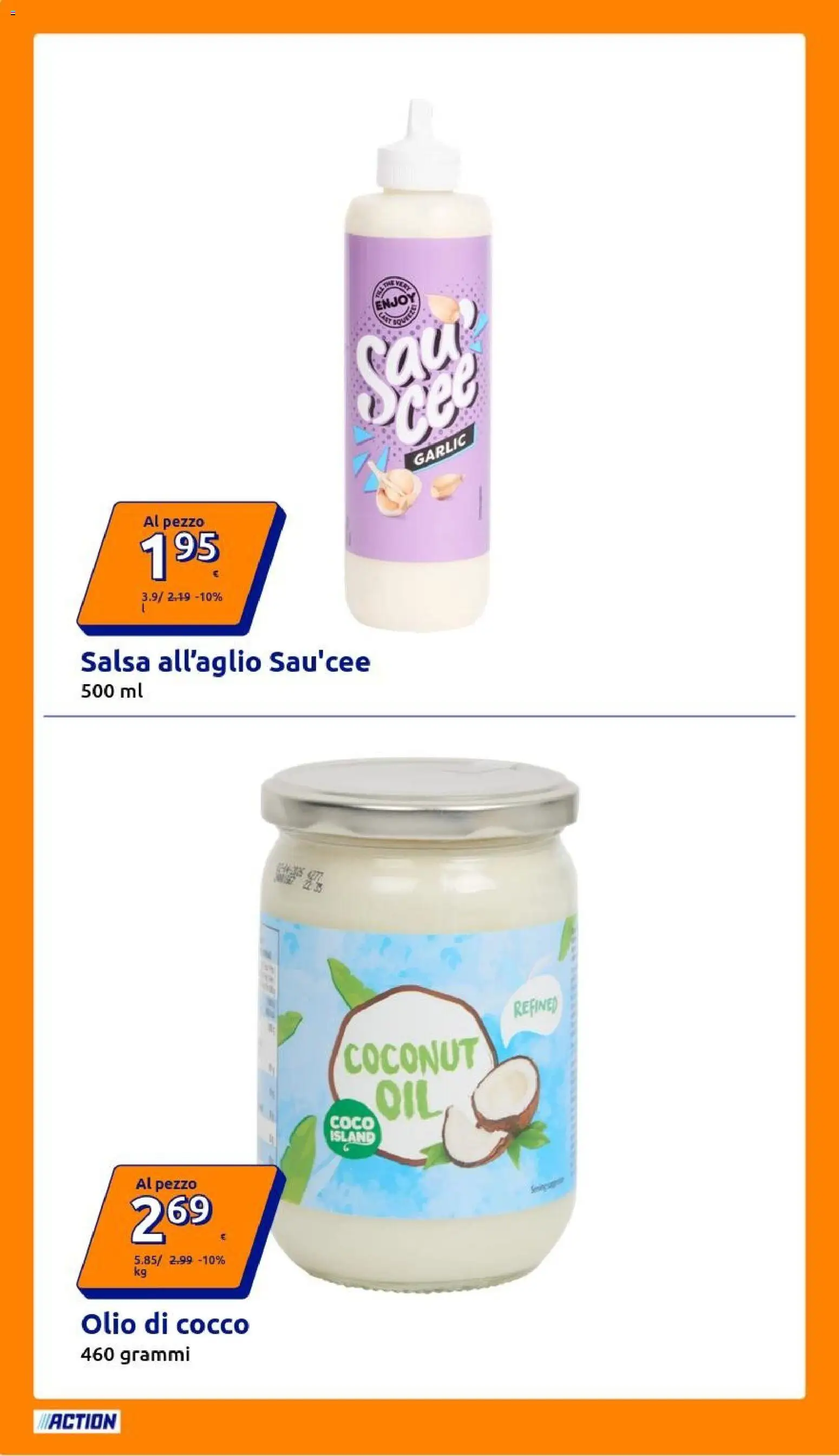 Volantino Action del 08/07/2026 | Pagina: 16 | Prodotti: Salsa, Olio, Cocco