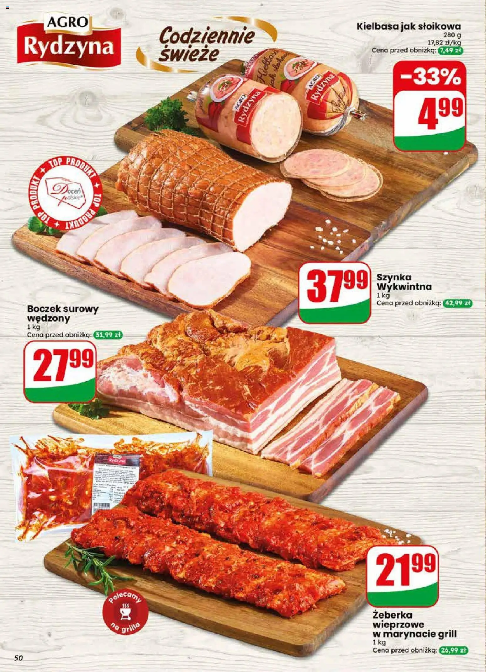 Dino gazetka od 20.05.2026 | Strona: 50 | Produkty: Kiełbasa, Szynka, Boczek, Boczek surowy