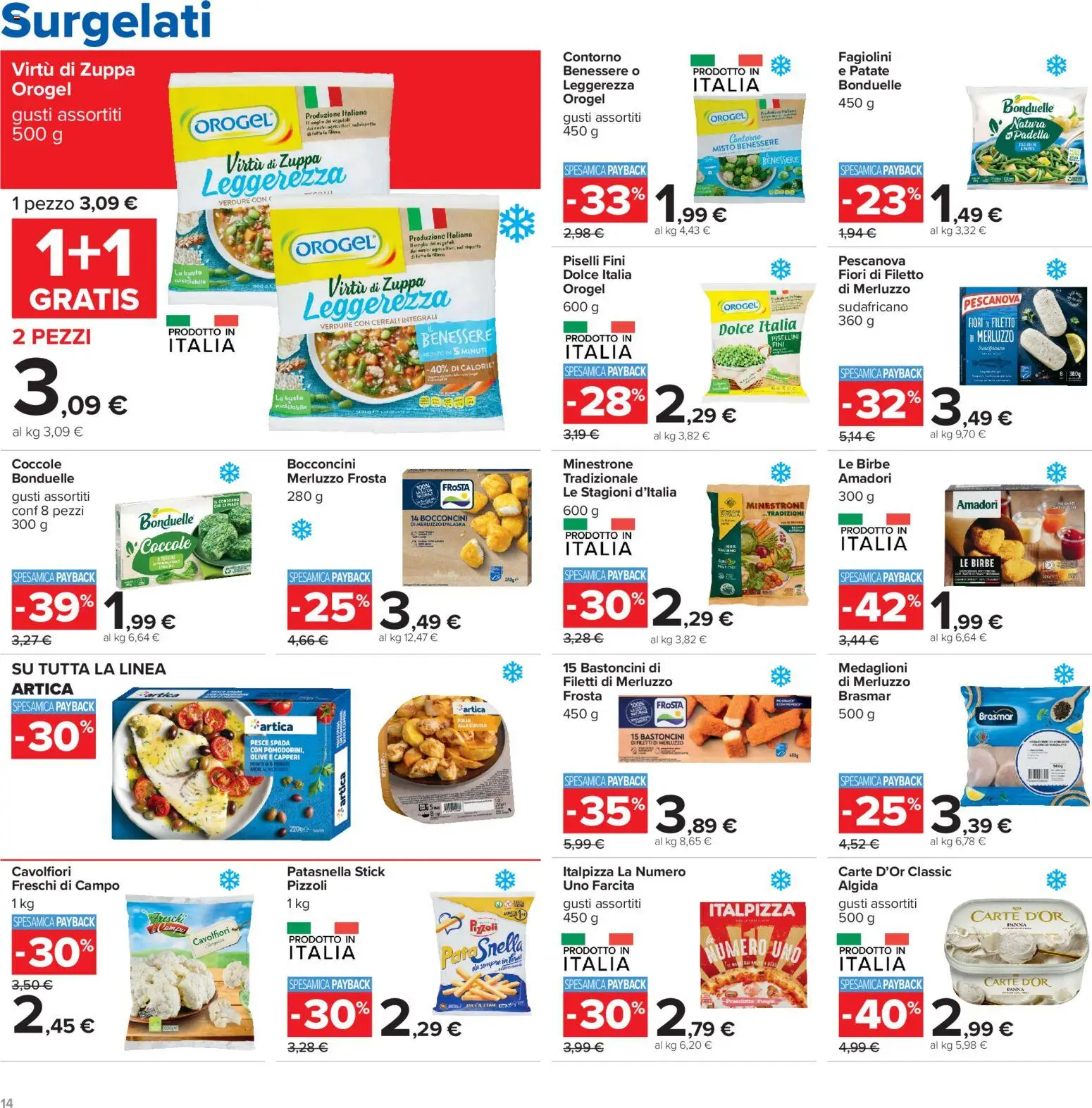 Volantino Carrefour del 23/10/2026 | Pagina: 14 | Prodotti: Minestrone, Filetto, Fiori, Pesce spada