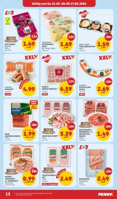 Penny Markt Flugblatt ab 21.05.2026 gültig | Seite: 13 | Produkte: Salat, Mayonnaise, Salami, Wein