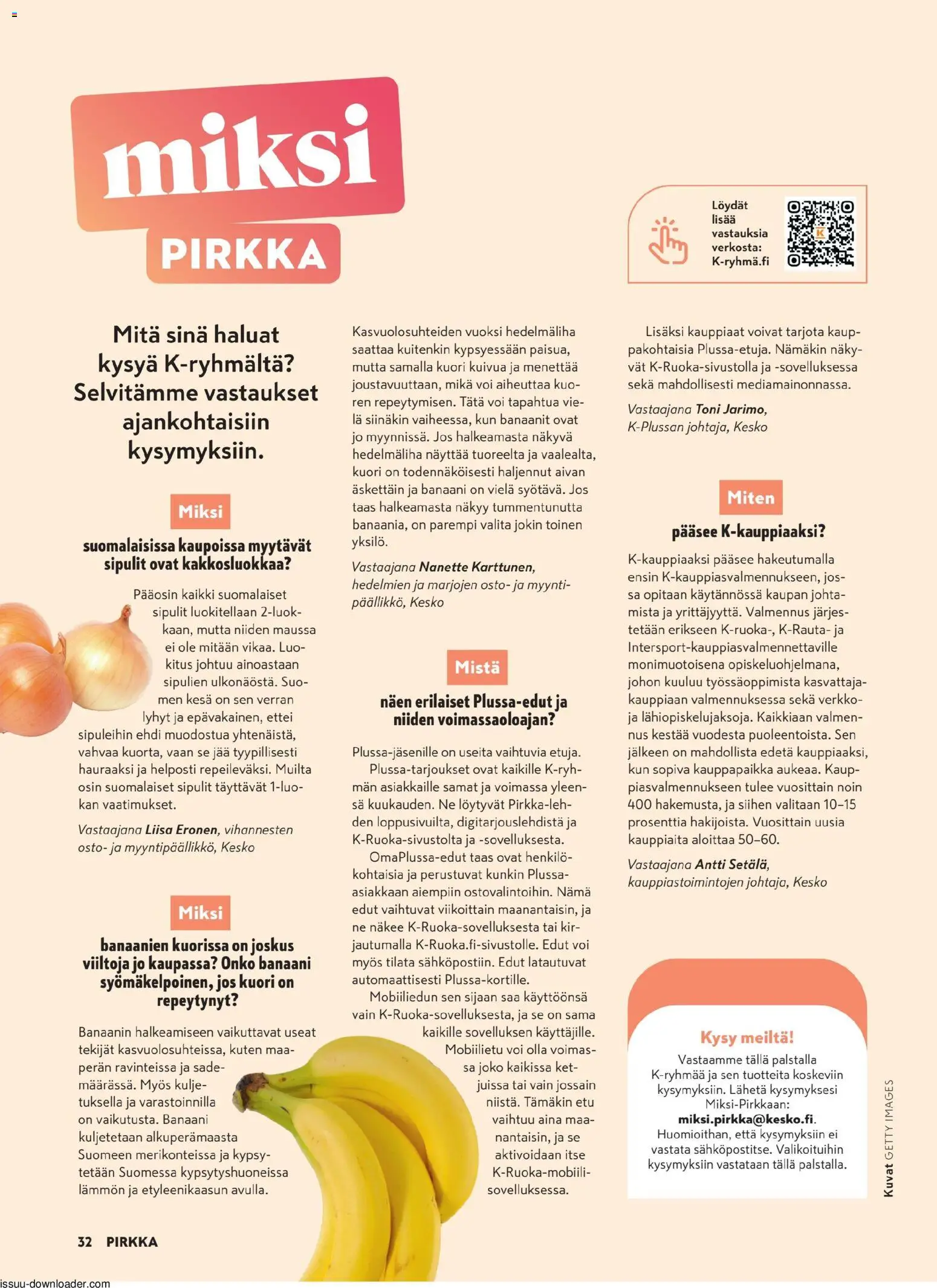 K-Supermarket - Pirkka – voimassa 26/08/2026 alkaen | Sivu: 32 | Tuotteet: Voi, Banaanit