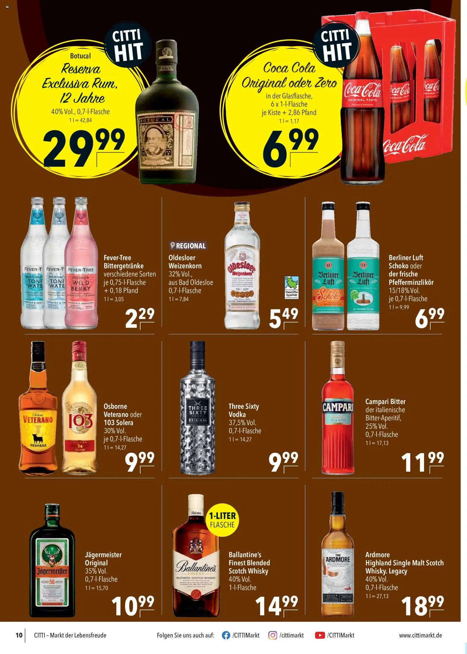 CITTI Markt Prospekt – gültig ab 17.06.2026 | Seite: 10 | Produkte: Cola, Campari, Oldesloer, Jägermeister