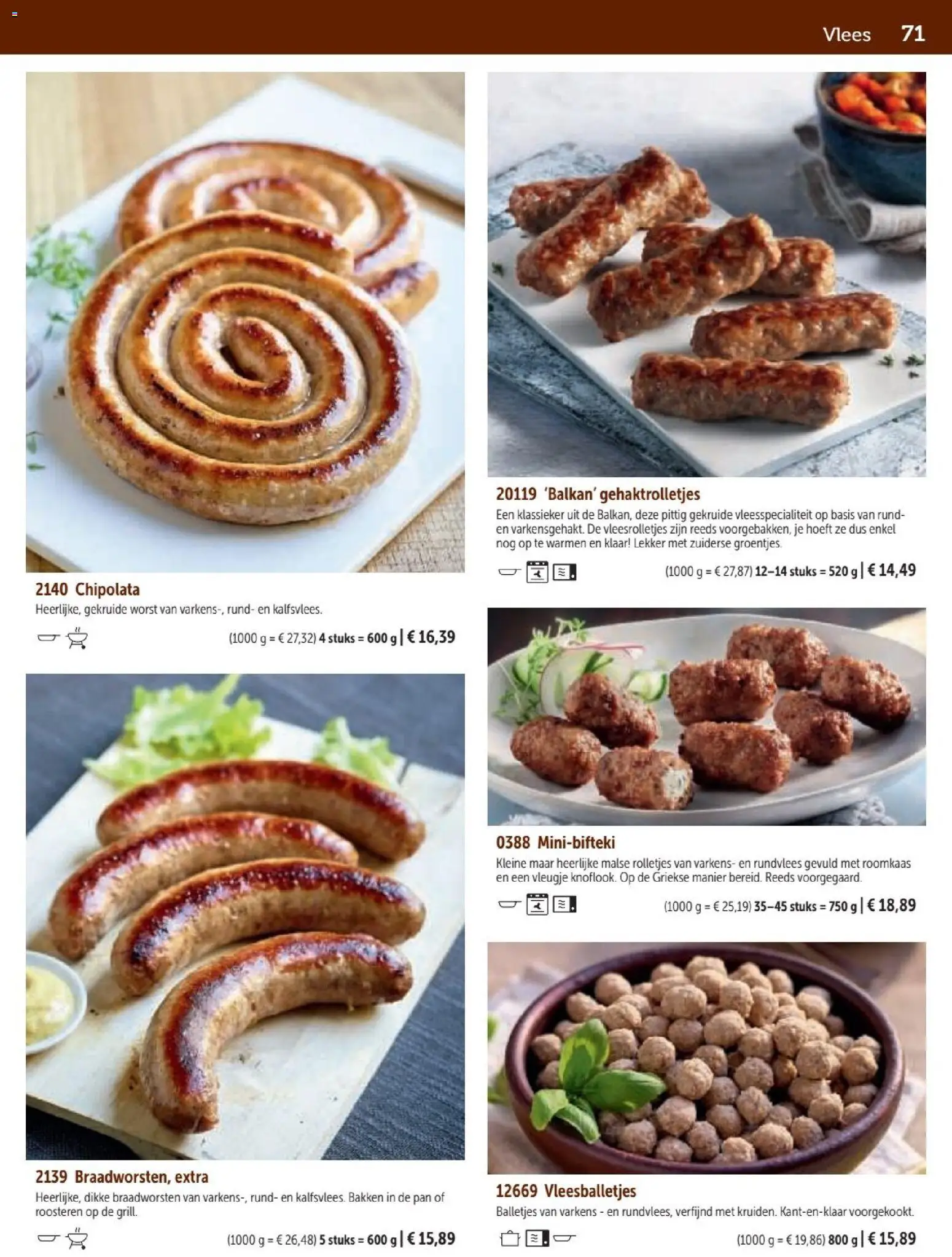 {H1} | Pagina: 71 | Producten: Worst, Vlees, Roomkaas, Rundvlees