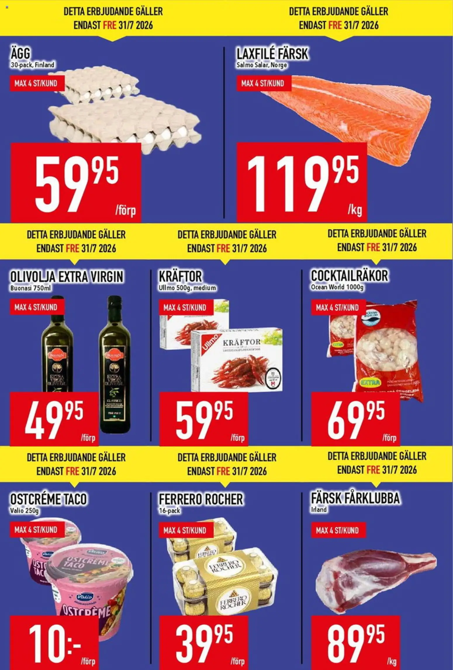 Matdax reklamblad aktuell från 17/08/2026 | Sida: 4 | Produkter: Kräftor, Galler, Olivolja, Laxfilé