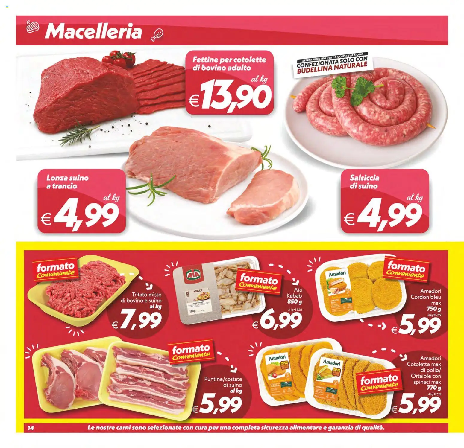 Volantino SuperConveniente del 25/09/2026 | Pagina: 14 | Prodotti: Bovino, Suino, Salsiccia, Spinaci