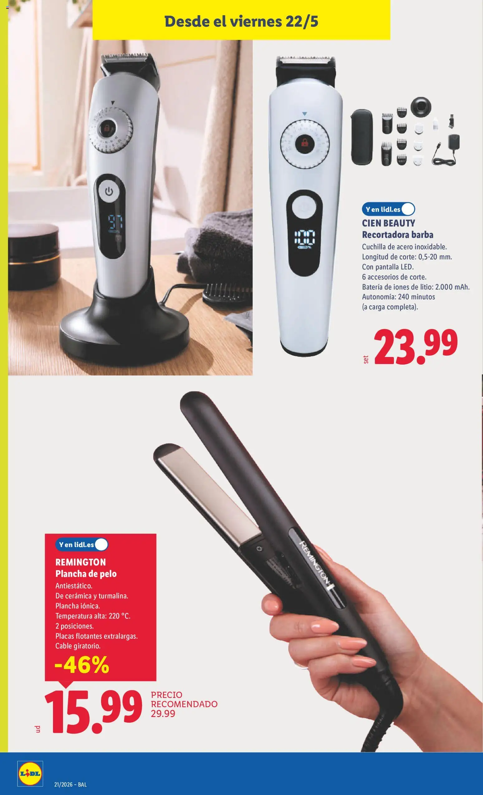 Lidl folleto de bazar │ válido desde el 18.05.2026 | Página: 28 | Productos: Cable, Plancha, Plancha de pelo, Batería