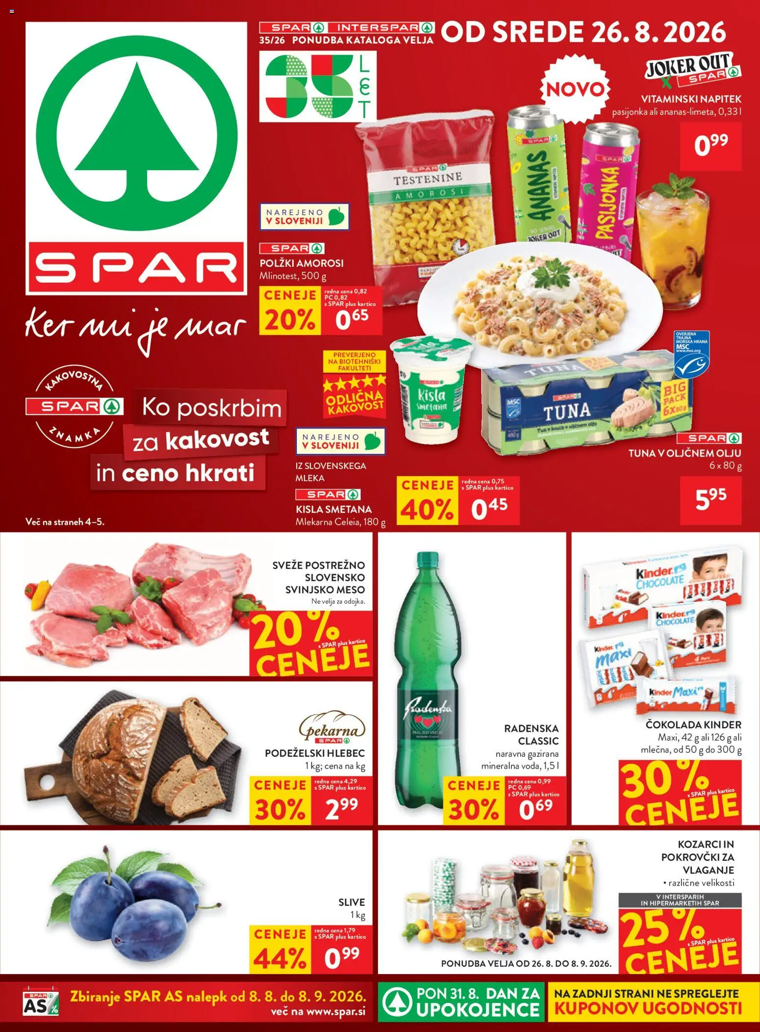 Novi Spar katalog ponudbe – veljaven od 26.08.2026 | Stran: 1 | Izdelki: Pekarna, Hlebec, Ananas, Smetana