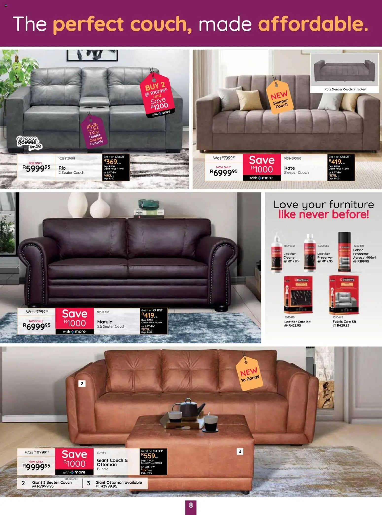 New Bradlows catalogue – valid from 17/09/2026 | Page: 8 | Products: Seater, Couch, Ottoman