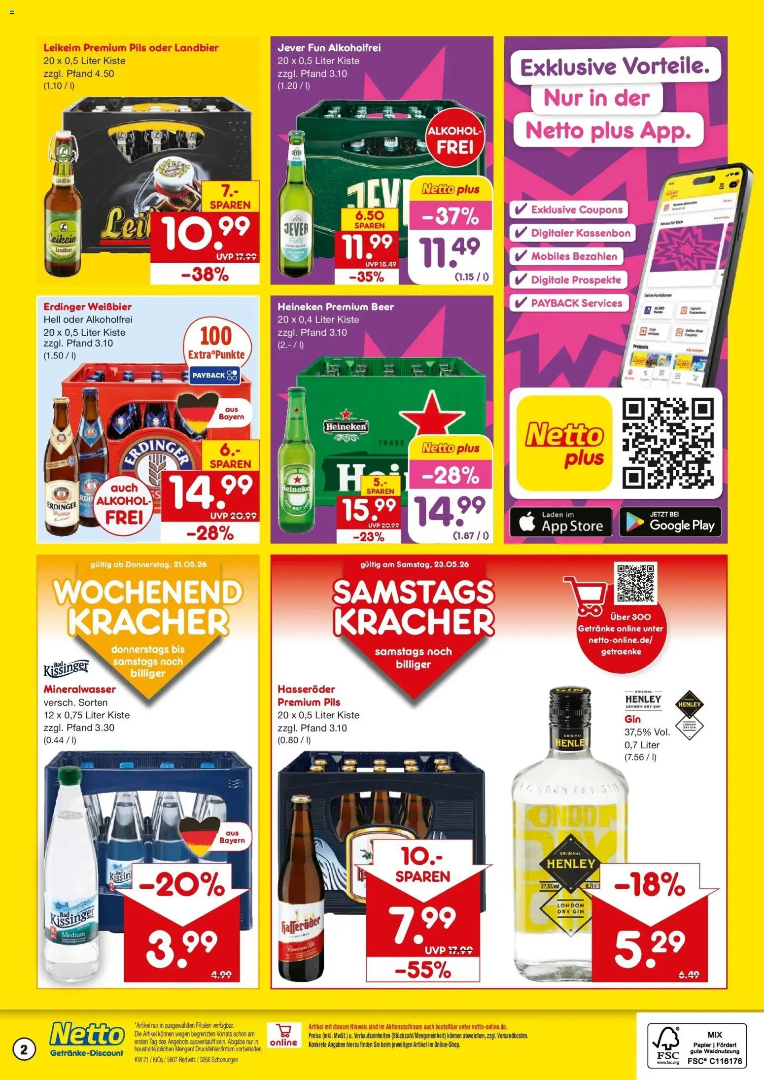 Netto Marken-Discount Prospekt Schonungen	 – gültig ab 17.05.2026 | Seite: 2 | Produkte: Pils, Mineralwasser, Heineken, Jever