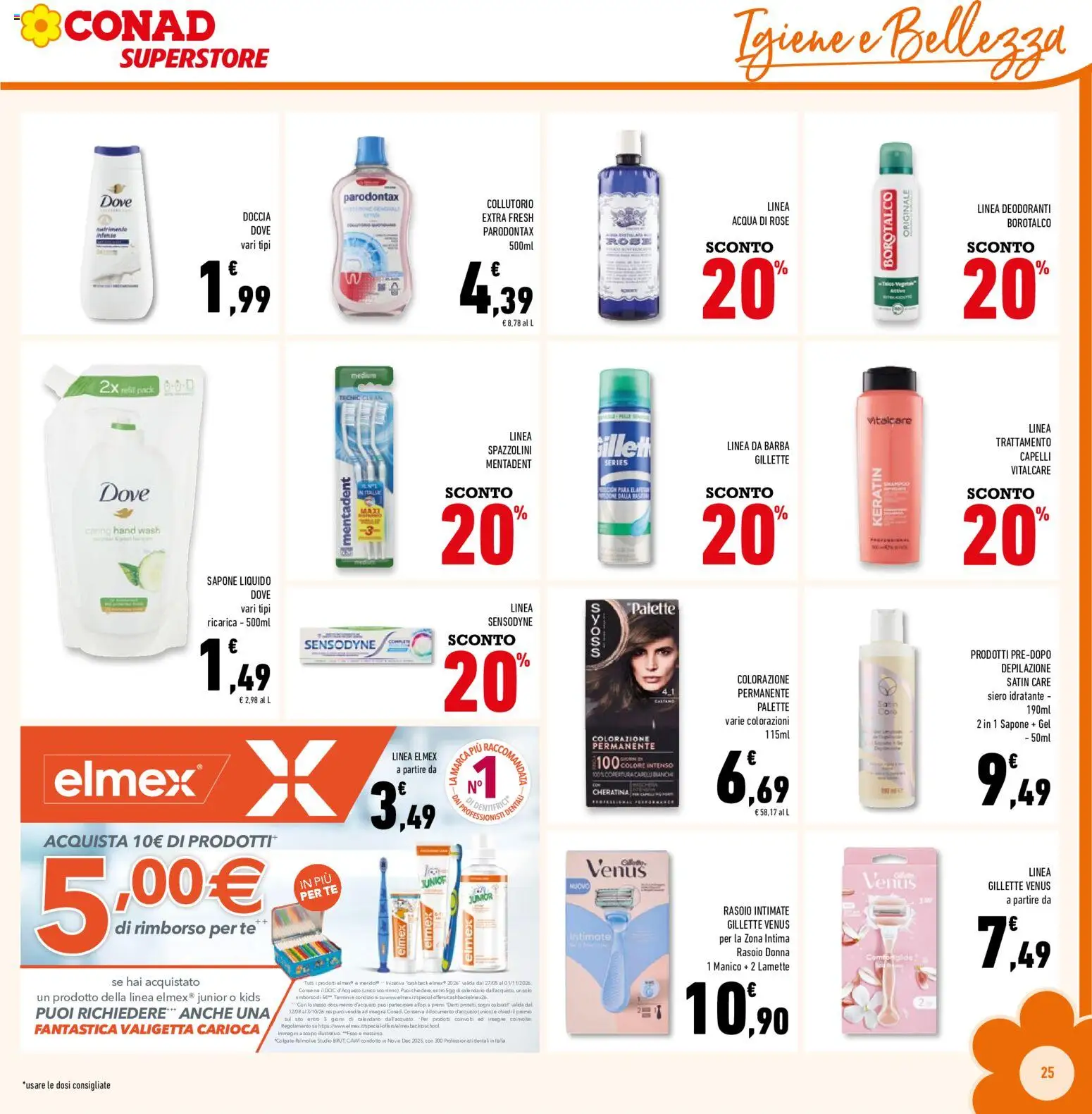 Volantino Conad del 26/08/2026 | Pagina: 25 | Prodotti: Rasoio, Collutorio, Acqua, Valigetta