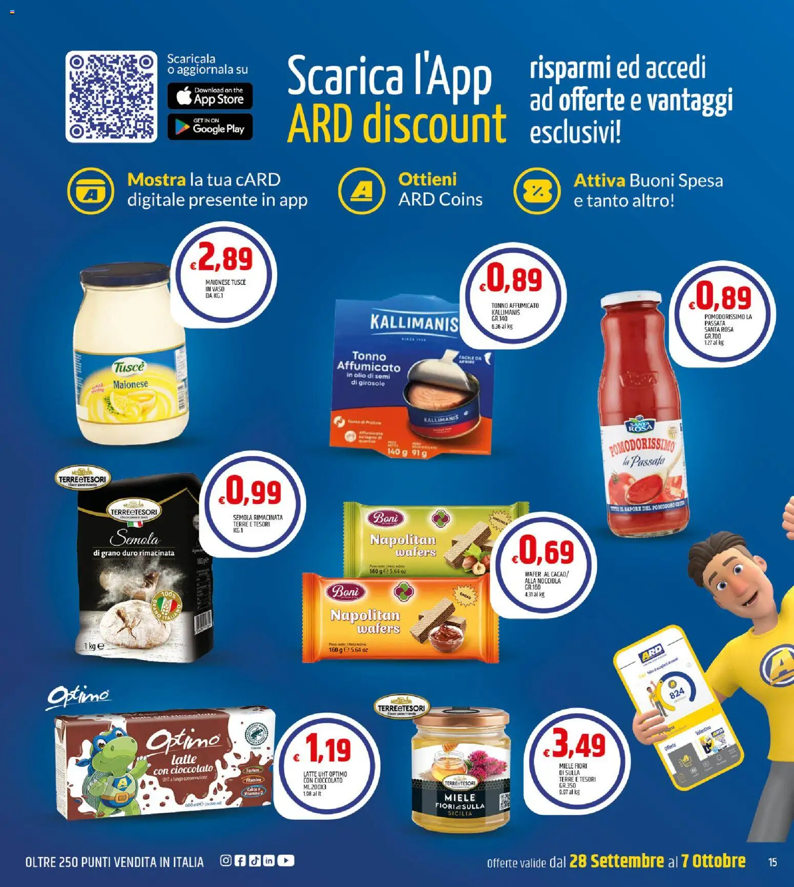 Volantino ARD Discount del 28/09/2026 | Pagina: 15 | Prodotti: Pomodoro, Latte, Olio, Vaso