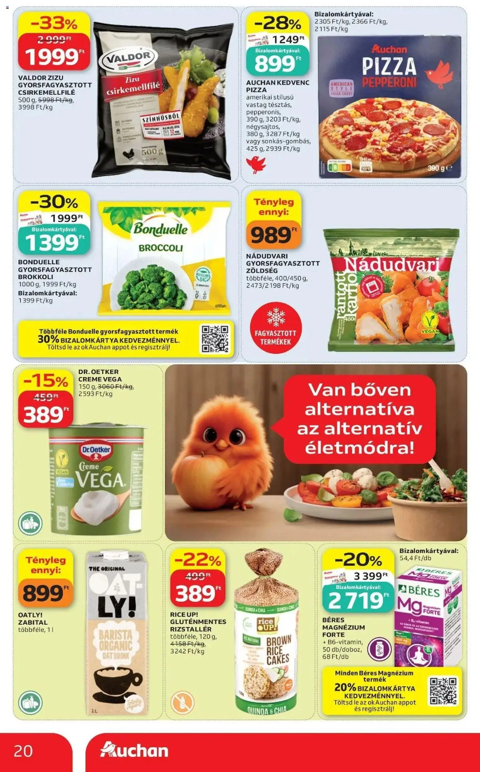 Auchan akciós újság Szolnok - 2026.08.13. -tól/töl > akció, lapozható szórólap 🛍️ | Oldal: 20 | Termékek: Dr. Oetker, Csirkemellfilé, Gluténmentes, Brokkoli