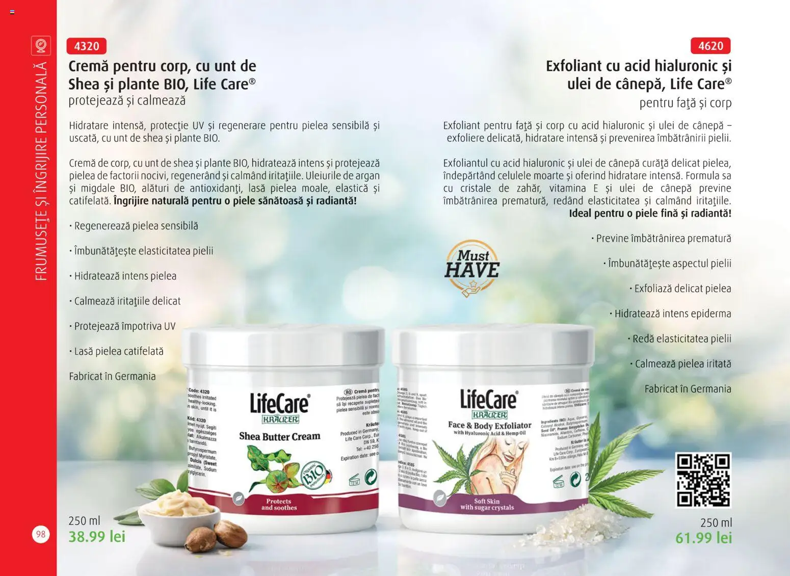 Noul catalog Life Care – valabil de la 01.04.2026 | Pagină: 100 | Produse: Migdale, Unt, Cremă, Ulei