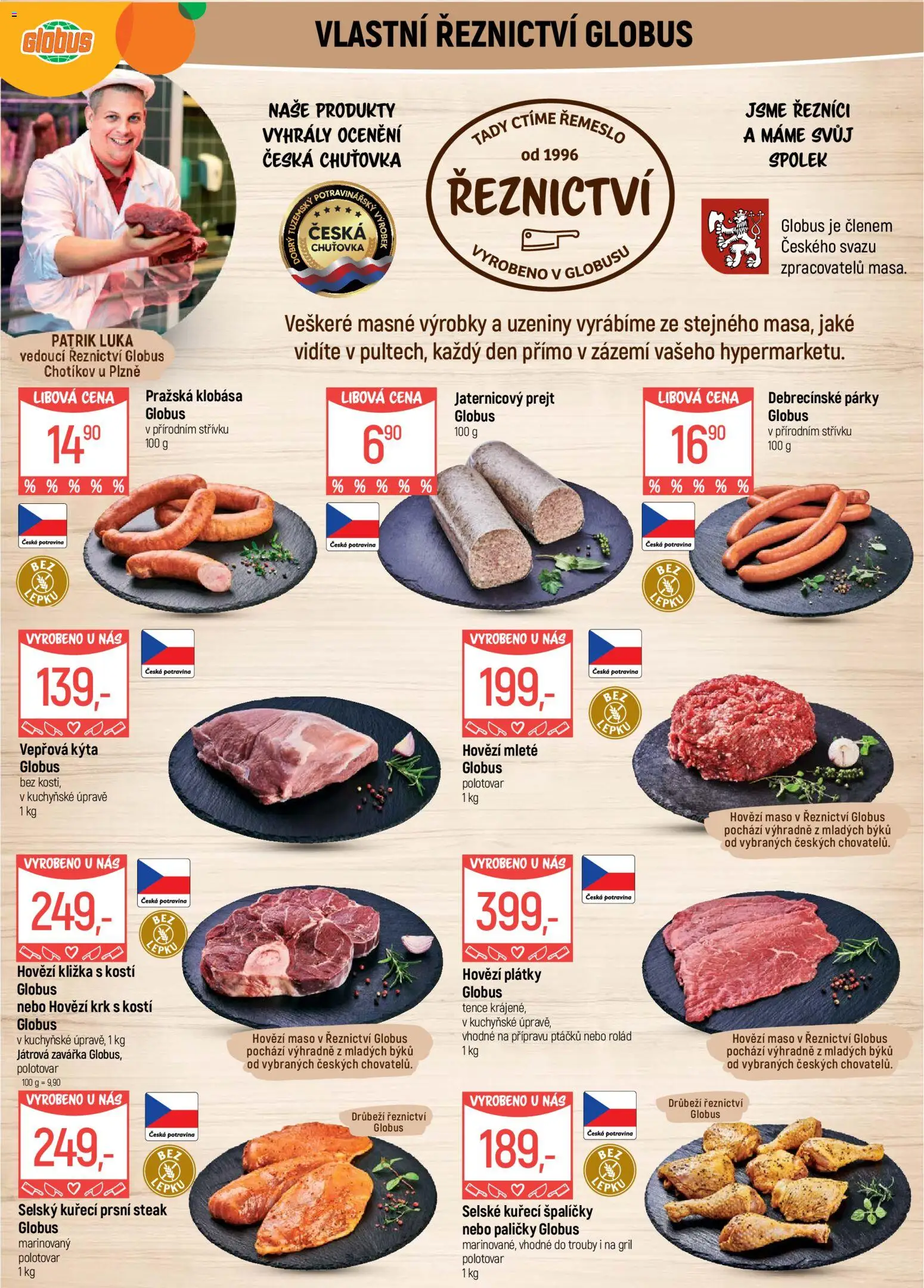 Globus leták - Plzeň od 06.05.2026 | Strana: 5 | Produkty: Hovězí kližka, Steak, Klobása, Maso