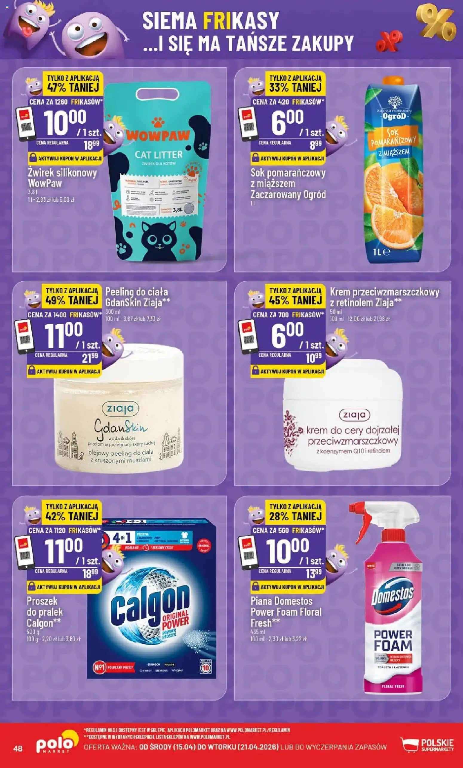 POLOmarket gazetka od 15.04.2026 | Strona: 48 | Produkty: Domestos, Sok, Krem, Woda