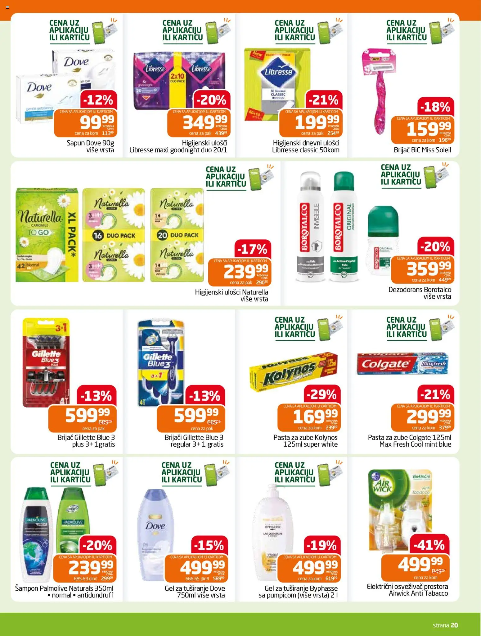 Gomex katalog - važi od 19.08.2026 | Strana: 20 | Proizvode: Osvezivac prostora, Gel za tuširanje, Dove, Borotalco