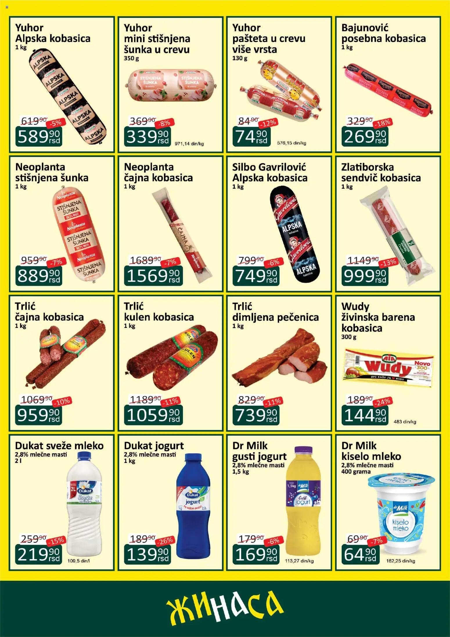 ŽINASA katalog - važi od 01.06.2026 | Strana: 2 | Proizvode: Sveže mleko, Kulen, Mleko, Pašteta