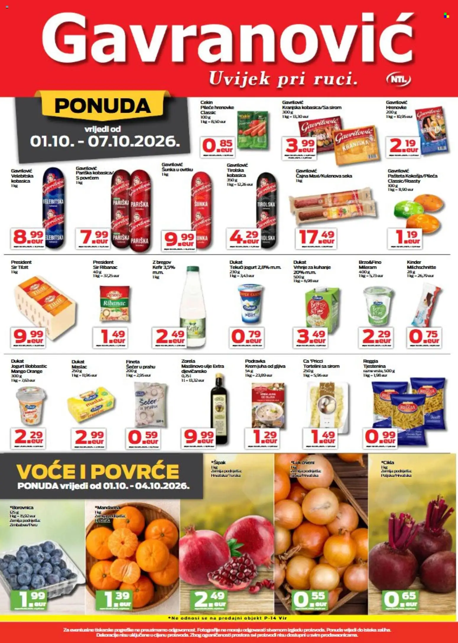 Gavranović katalog | vrijedi od 01.10.2026 | Stranica: 2 | Proizvodi: Vrhnje za kuhanje, Hrenovke, Šljiva, Juha
