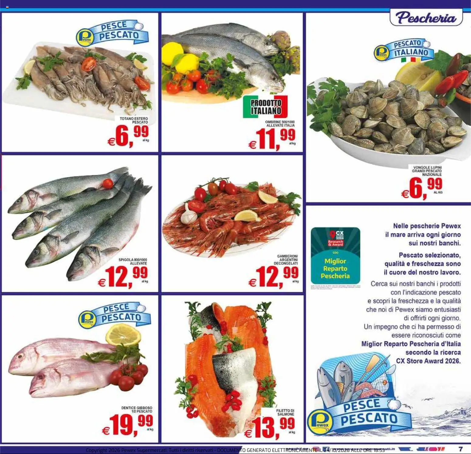 Volantino Pewex del 23/10/2026 | Pagina: 7 | Prodotti: Lupini, Vongole, Filetto, Gamberoni