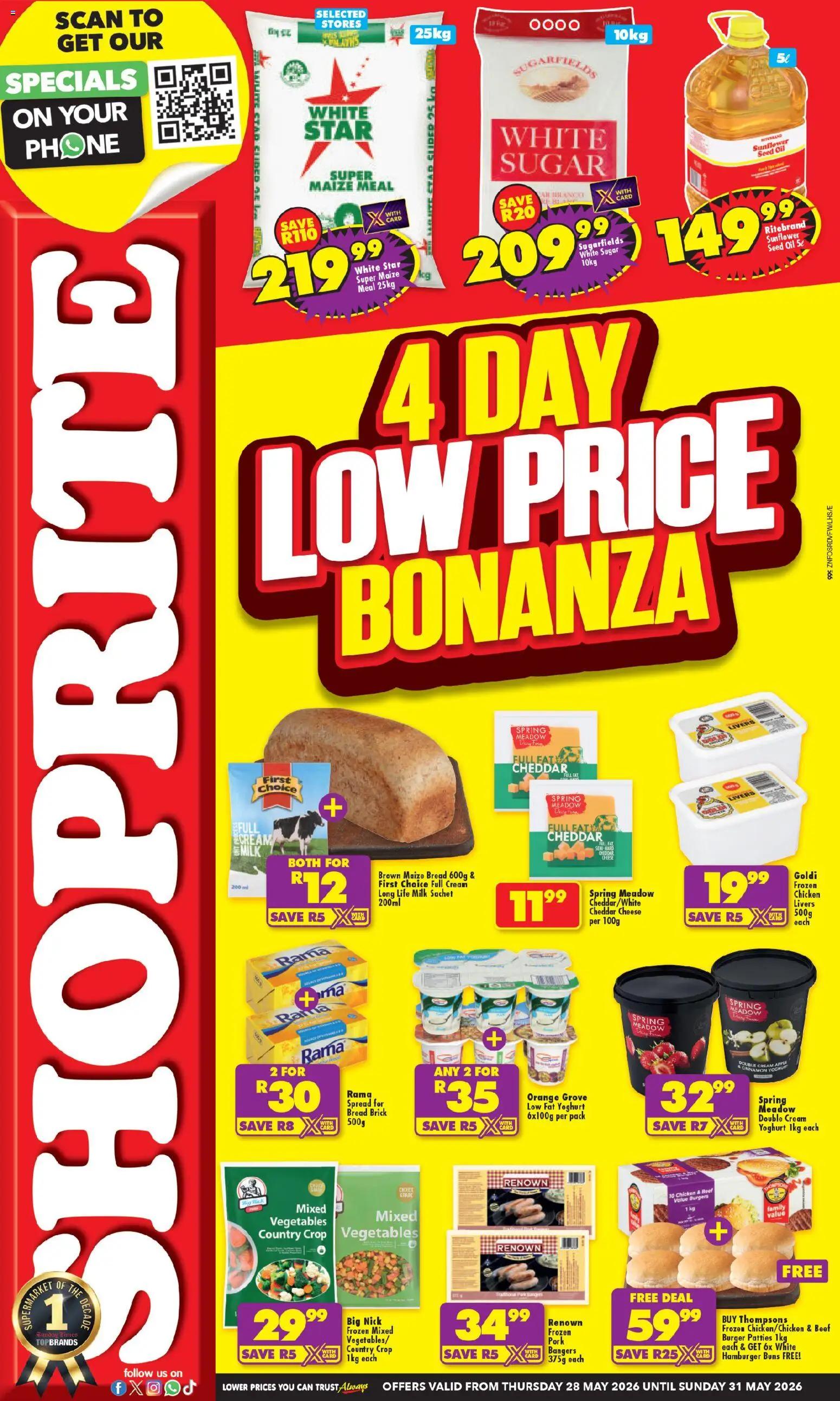 New Shoprite catalogue – valid from 28.05.2026 | Page: 1 | Products: Yoghurt, Oil, Pork, Cream