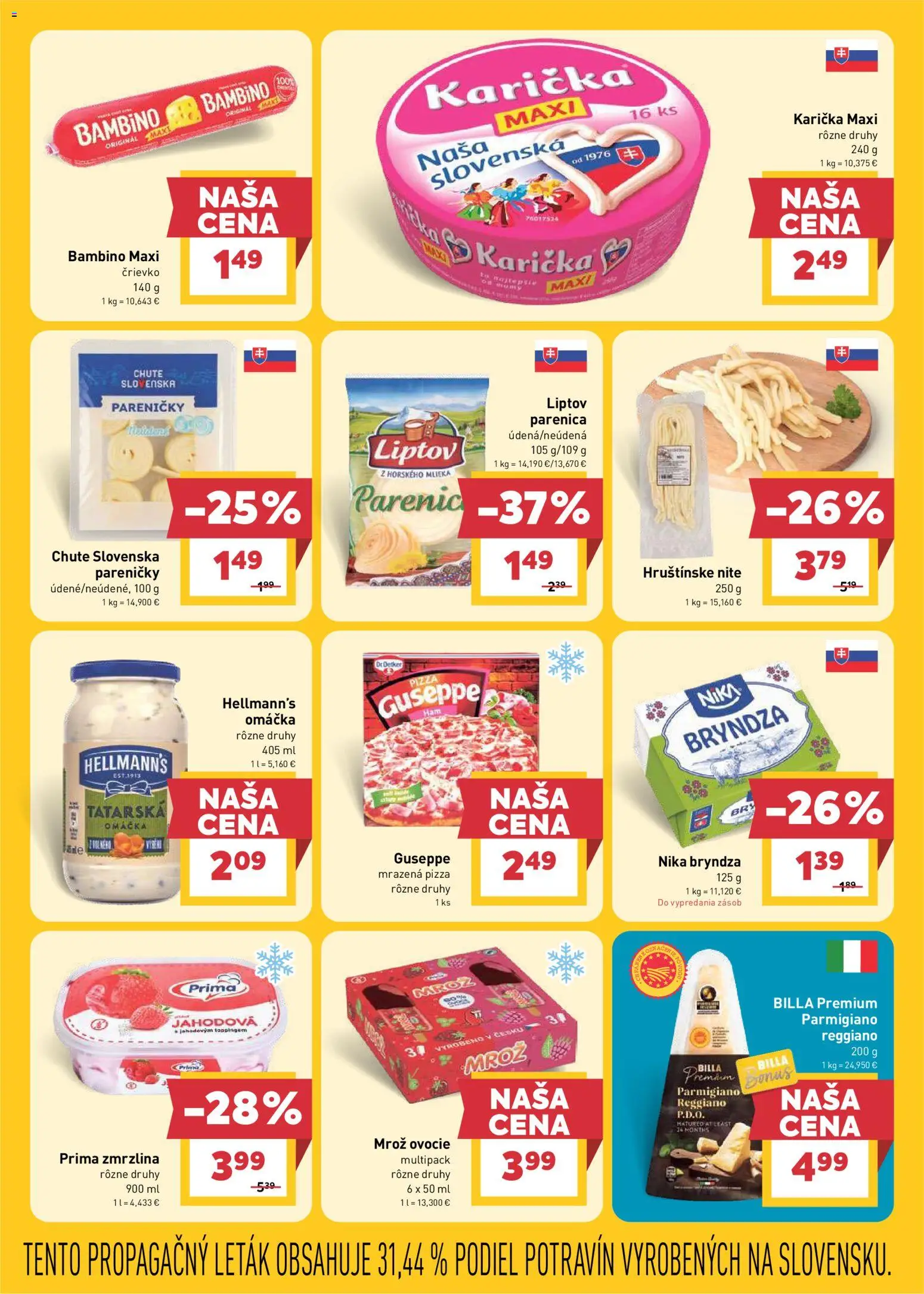 Nové Billa akcie – leták je platný od 22.04.2026 | Strana: 11 | Produkty: Pizza, Bryndza, Omáčka, Ovocie