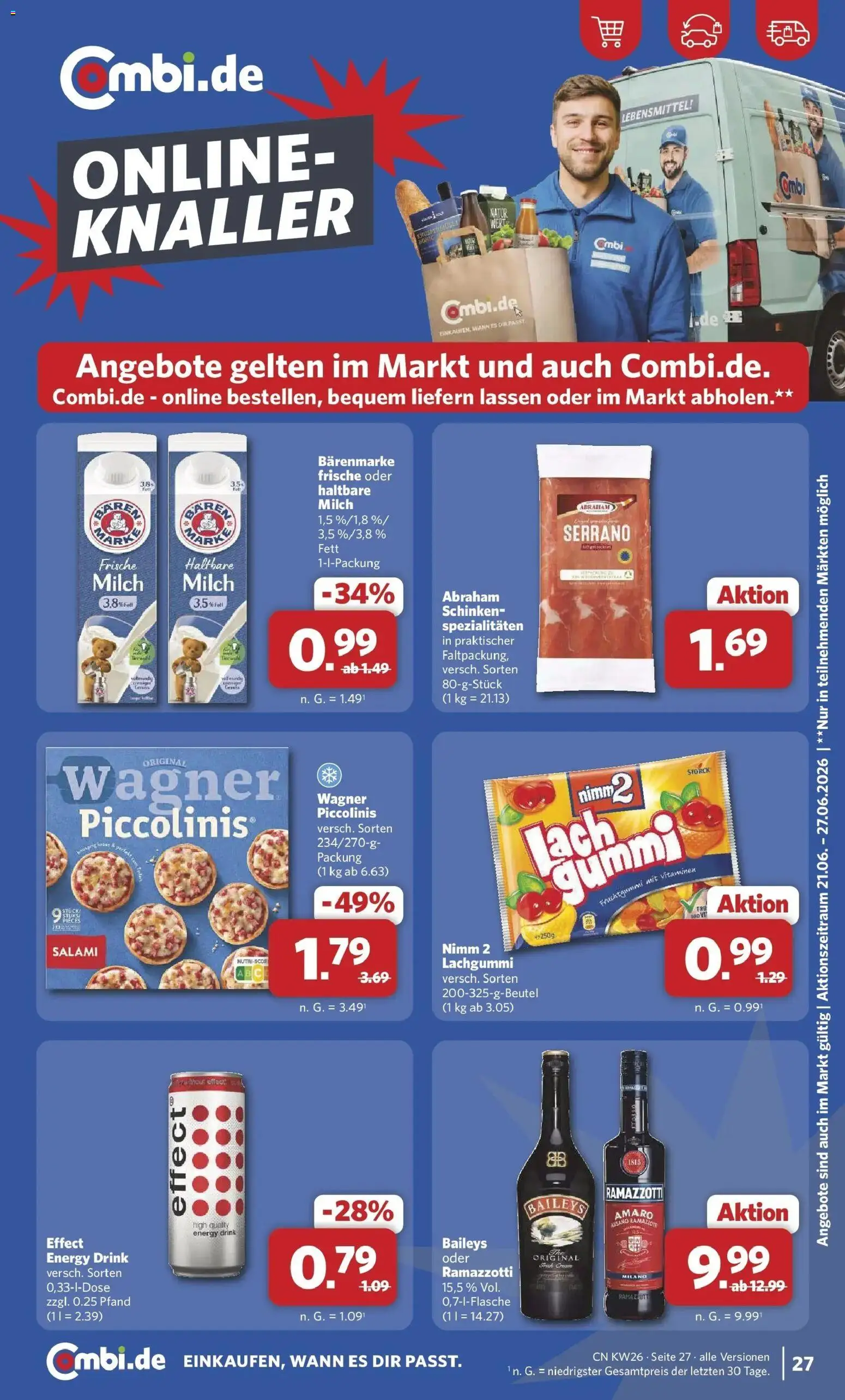 Combi Prospekt Steinhagen – gültig ab 22.06.2026 | Seite: 32 | Produkte: Energy, Haltbare milch, Baileys, Piccolinis