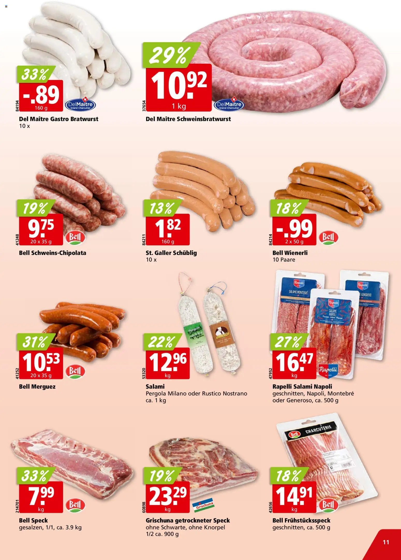 Aligro aktionen Chavannes, Matran, Genf, Sitten – gültig ab 02.11.2026 | Seite: 11 | Produkte: Salami
