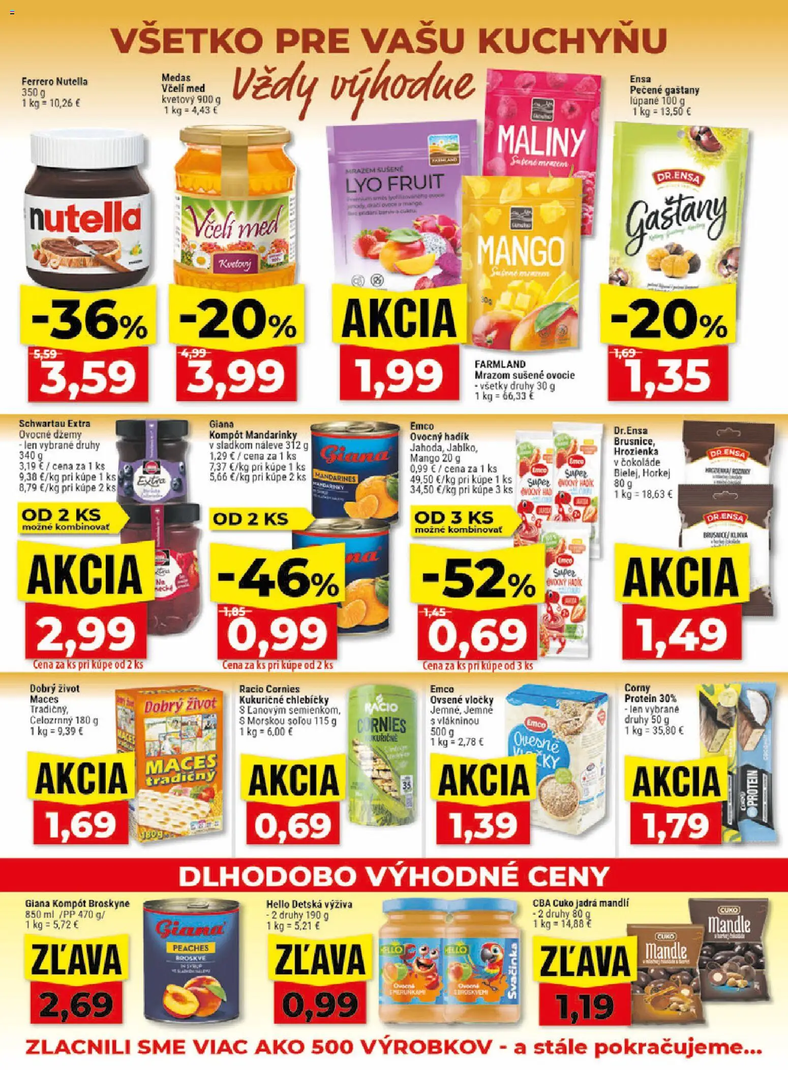 Nové Klas akcie – leták je platný od 31.08.2026 | Strana: 13 | Produkty: Gaštany, Sušené ovocie, Med, Nutella