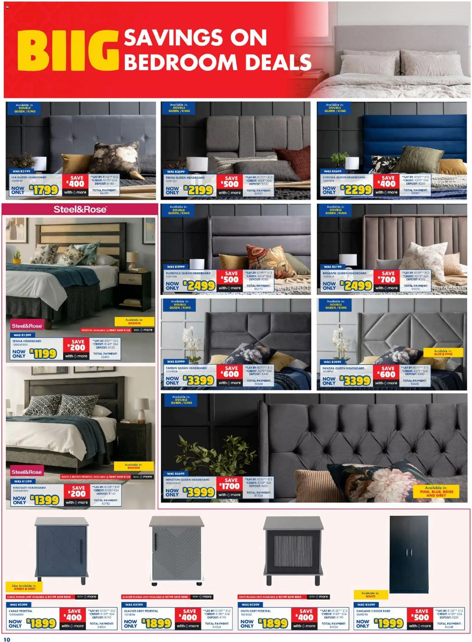 New Russells catalogue – valid from 20/08/2026 | Page: 10 | Products: Pedestal, Headboard, Plasma unit