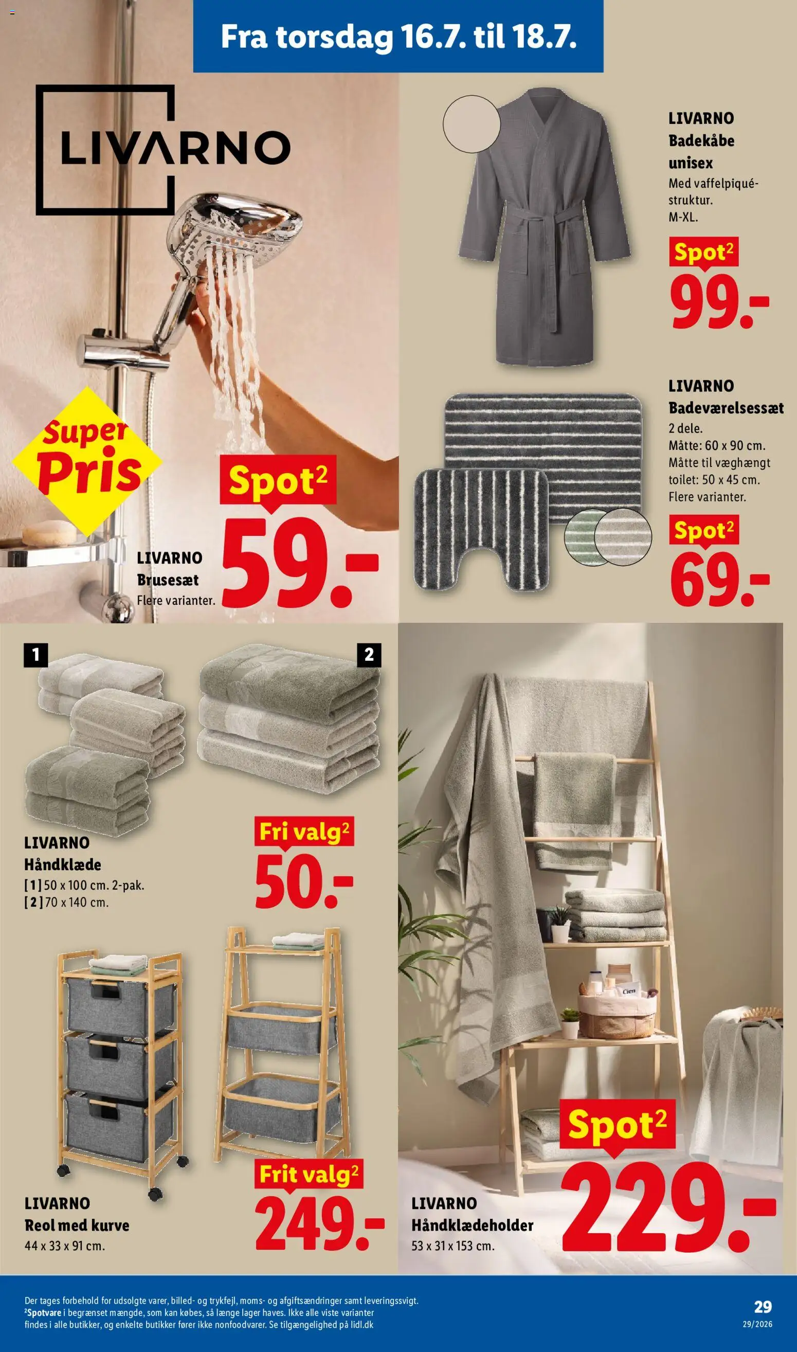 Lidl tilbudsavis – gyldig fra 12/07/2026 | Side: 30 | Produkter: Håndklæde, Badekåbe, Søm, Måtte