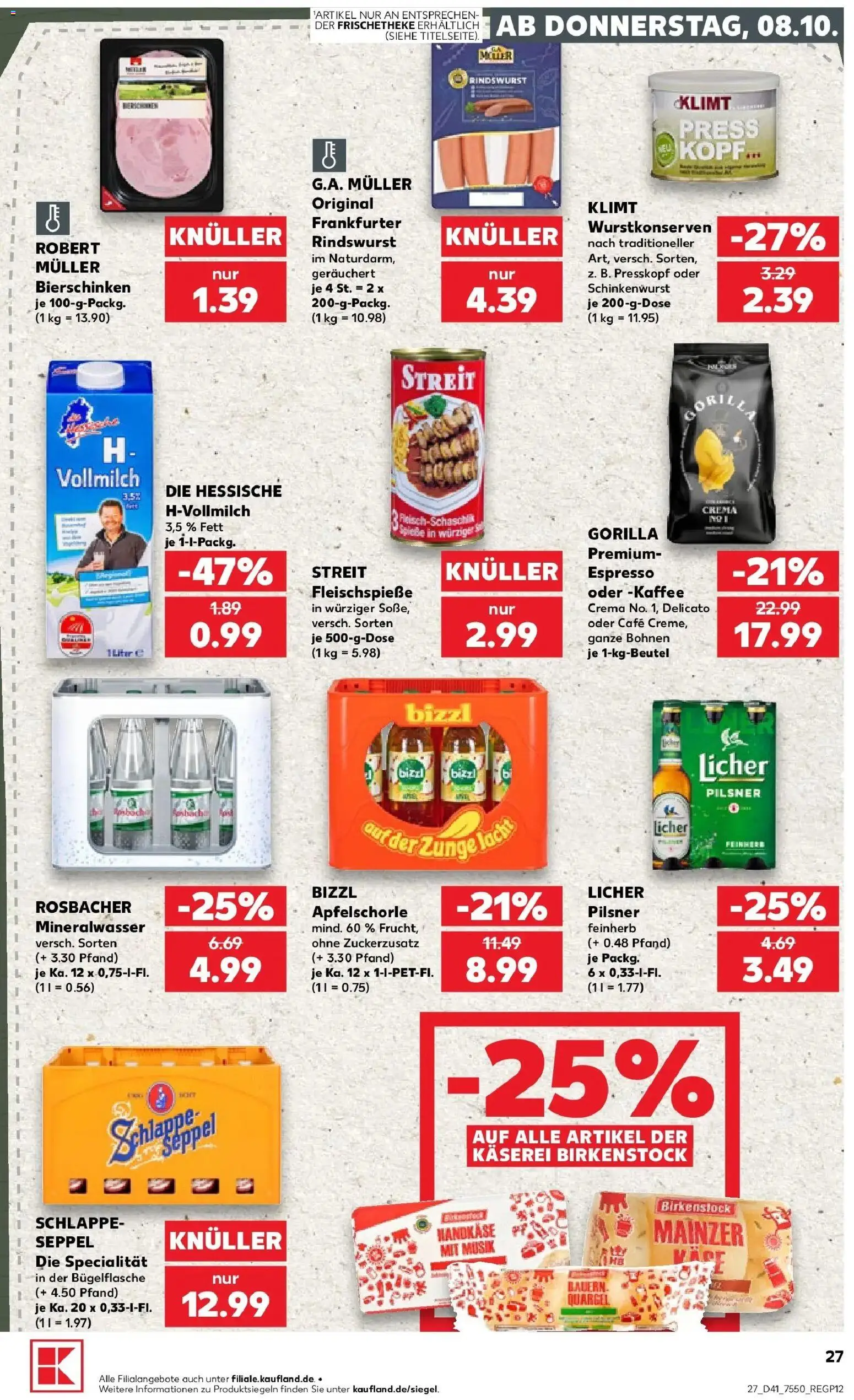 Prospekt Kaufland ab 08.10.2026 » Angebote Online zum Blättern | Seite: 27 | Produkte: Kaffee, Mineralwasser