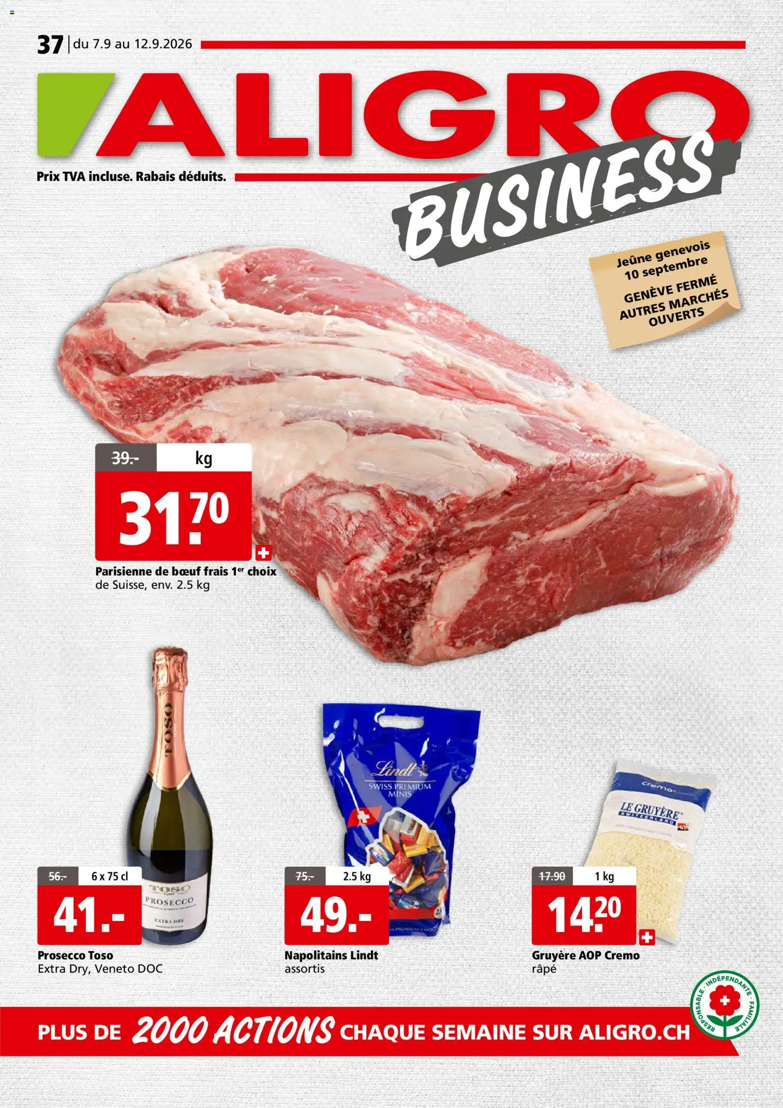Aligro aktionen Business Chavannes, Matran, Genève, Sion – gültig ab 07.09.2026 | Seite: 1 | Produkte: Prosecco