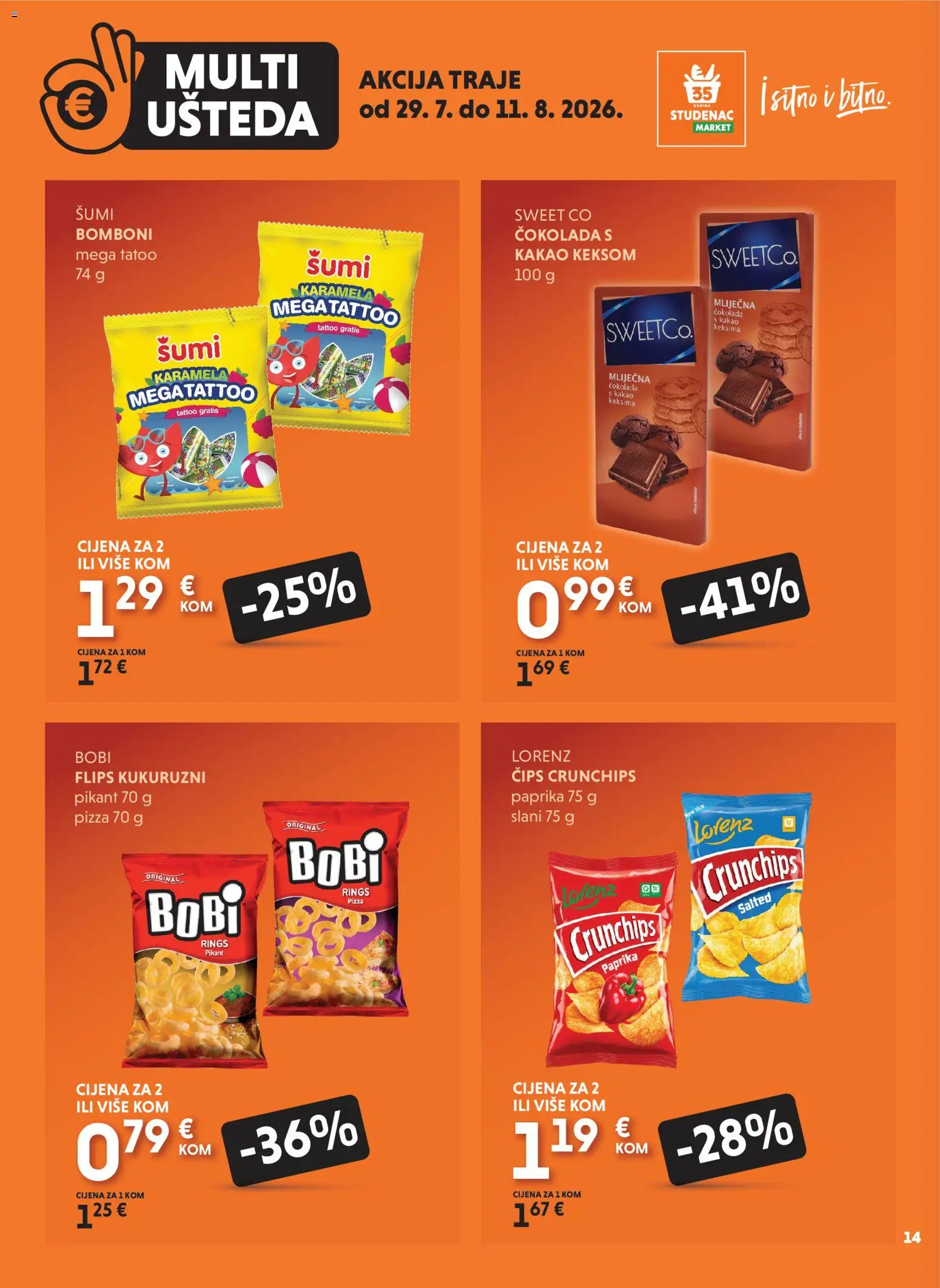 Studenac katalog | vrijedi od 29.07.2026 | Stranica: 14 | Proizvodi: Pizza, Paprika, Kakao, Karamela