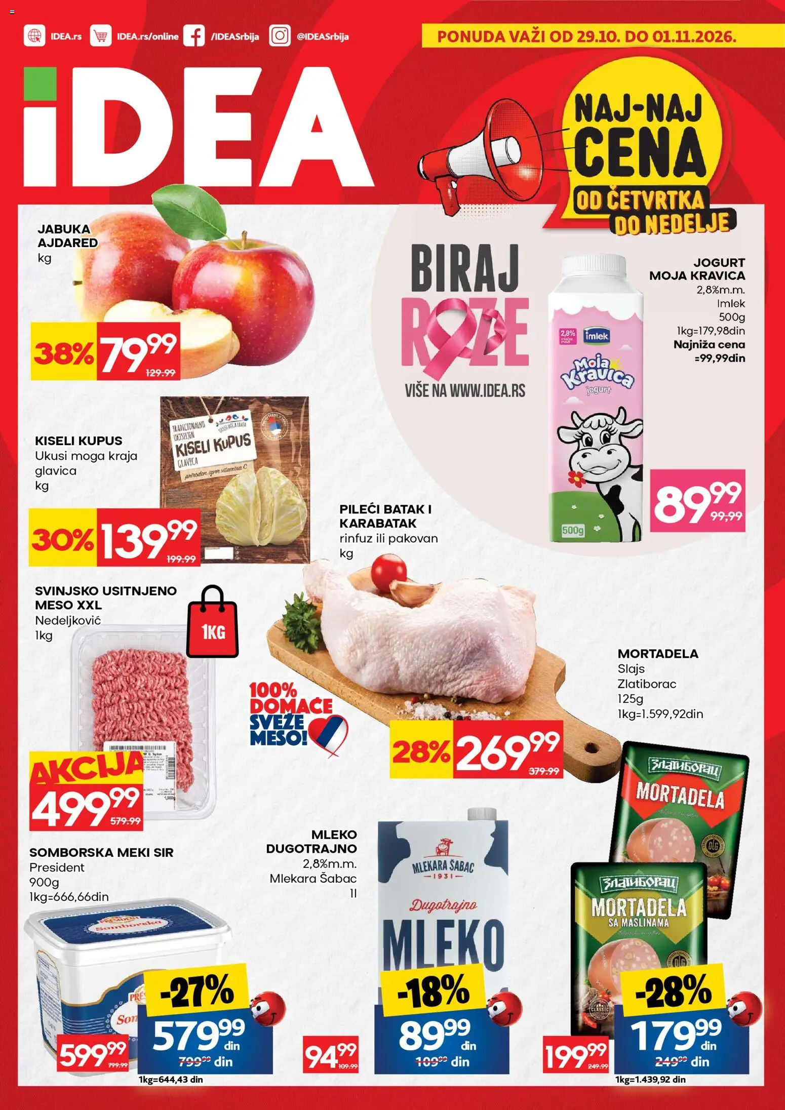 Idea katalog - važi od 29.10.2026 | Strana: 1 | Proizvode: Kupus, Mleko, Meso, Sir