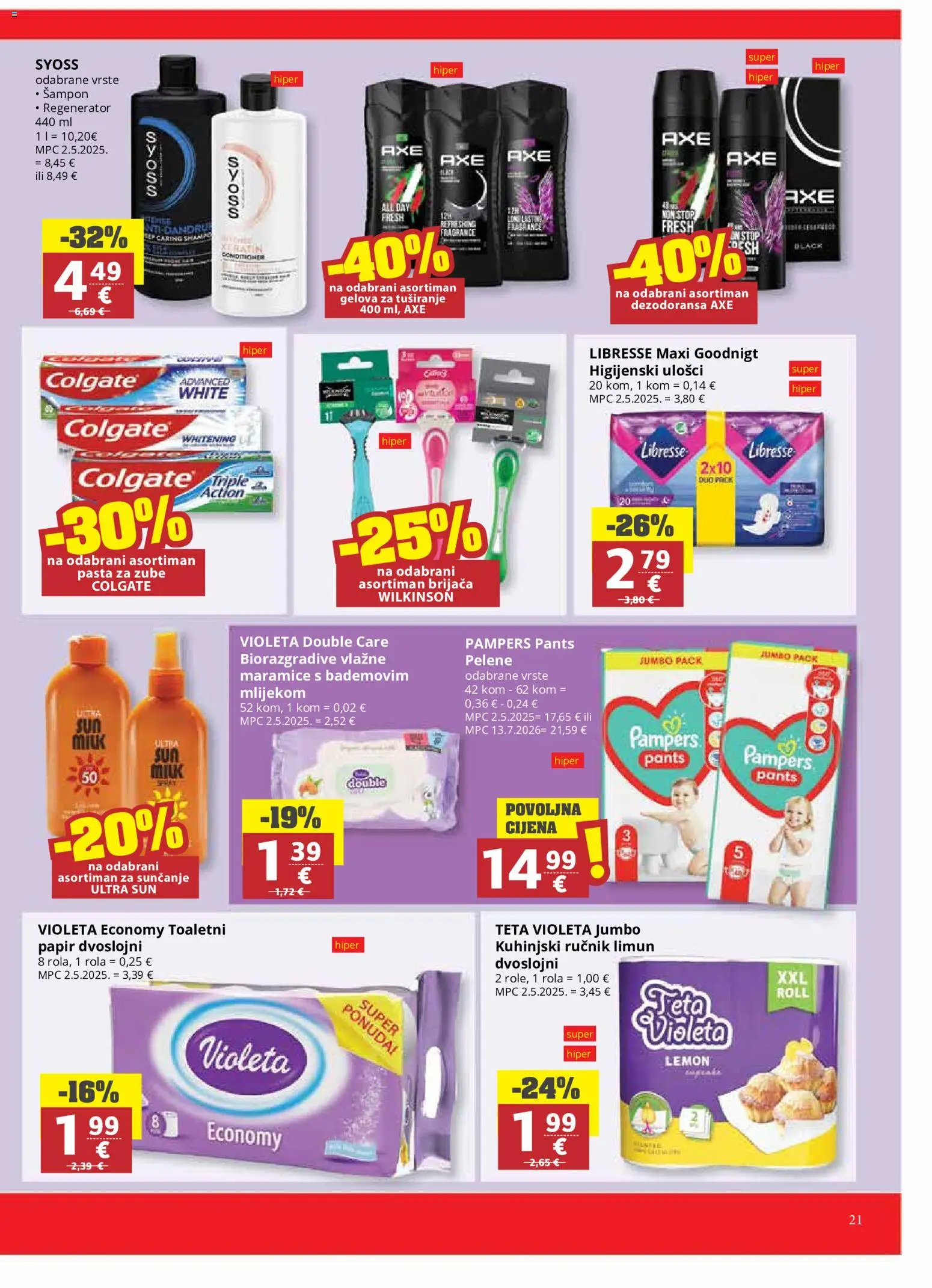 Ribola katalog | vrijedi od 06.08.2026 | Stranica: 21 | Proizvodi: Pelene, Pasta, Violeta, Axe