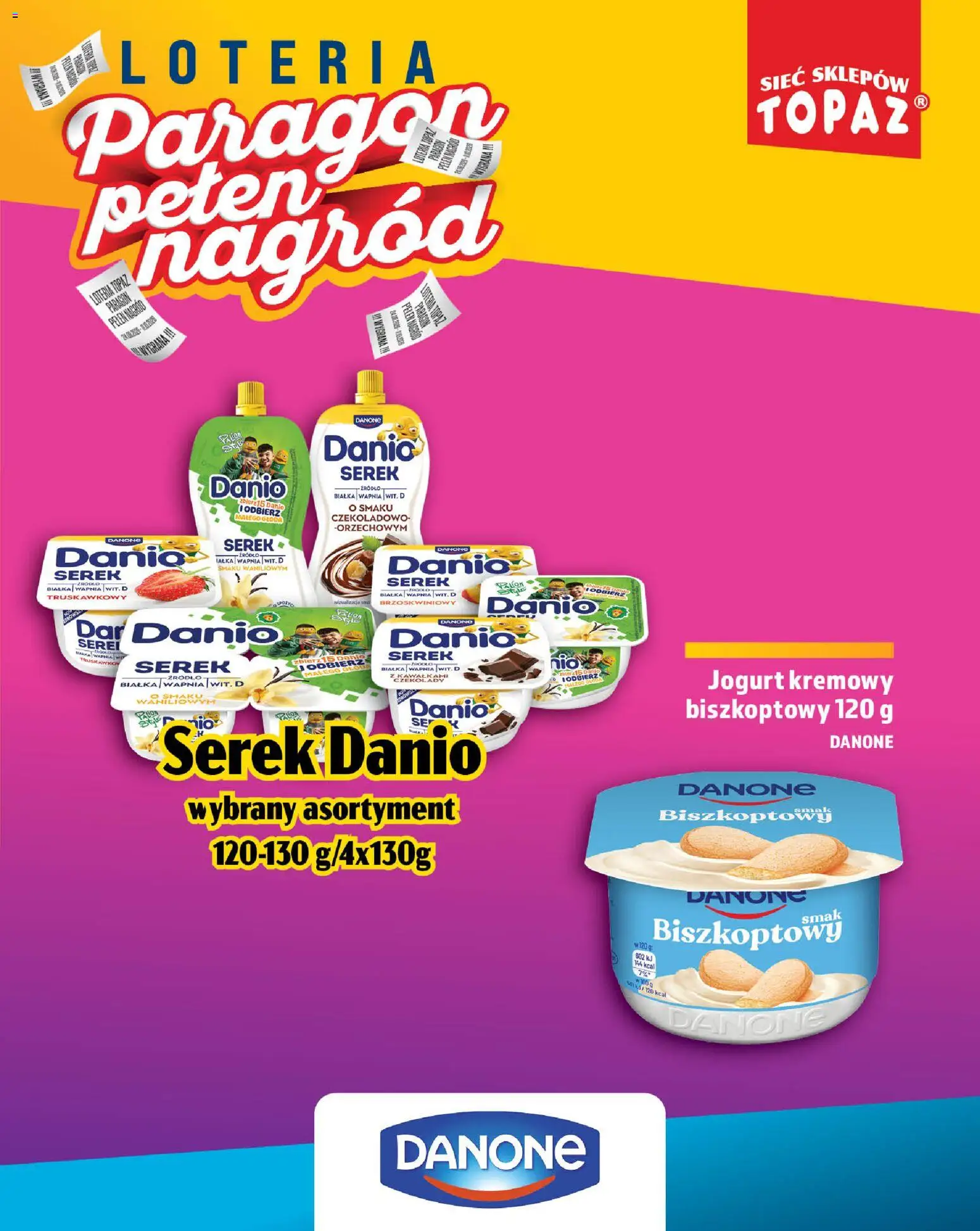 Topaz gazetka - Loteria Paragonowa od 24.08.2026 | Strona: 33 | Produkty: Czekolady, Serek, Jogurt, Jogurt kremowy