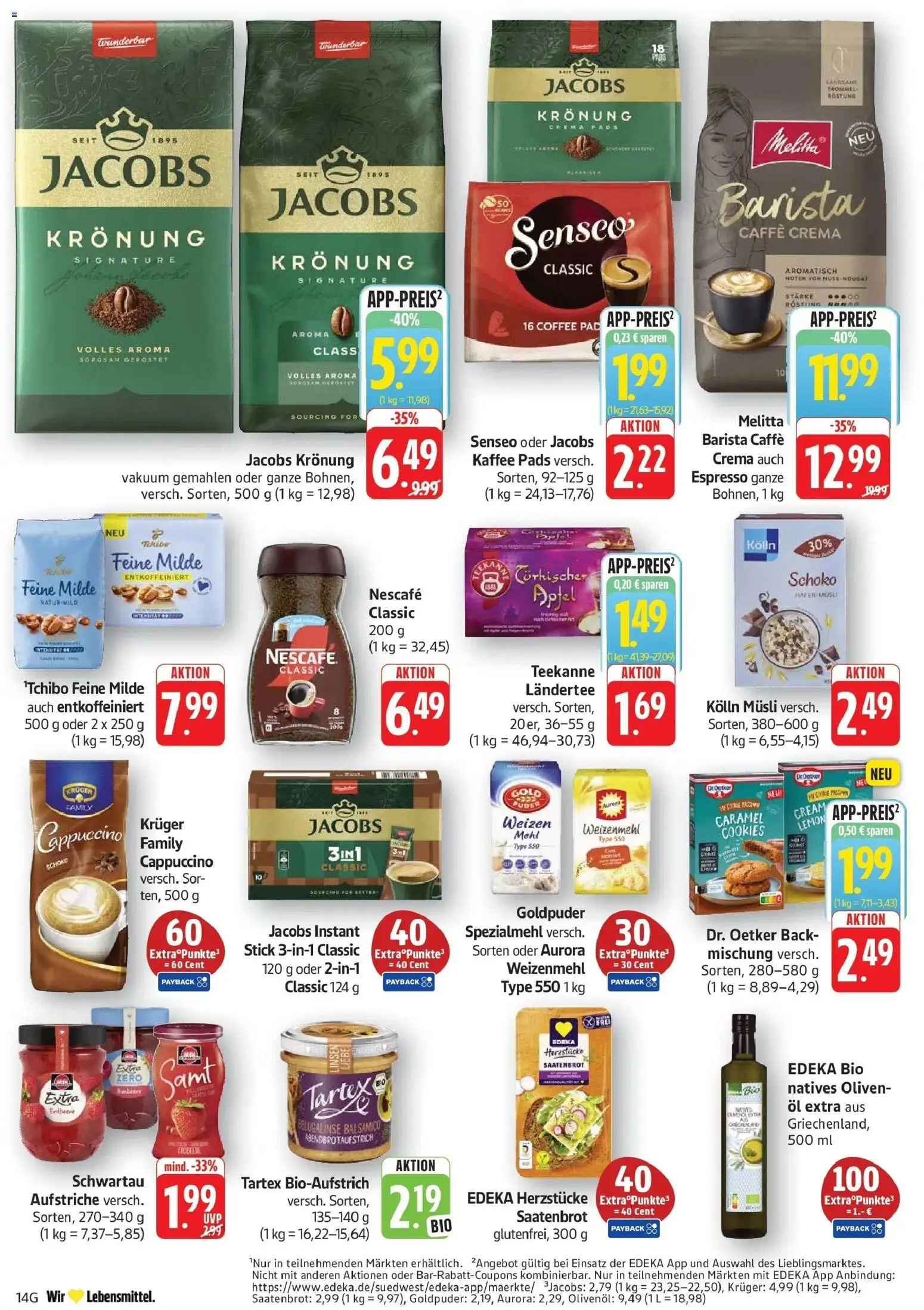 Edeka Prospekt Eislingen (ab 21.09.2026) » Angebote Online | Seite: 14 | Produkte: Öl, Kaffee, Balsamico, Teekanne