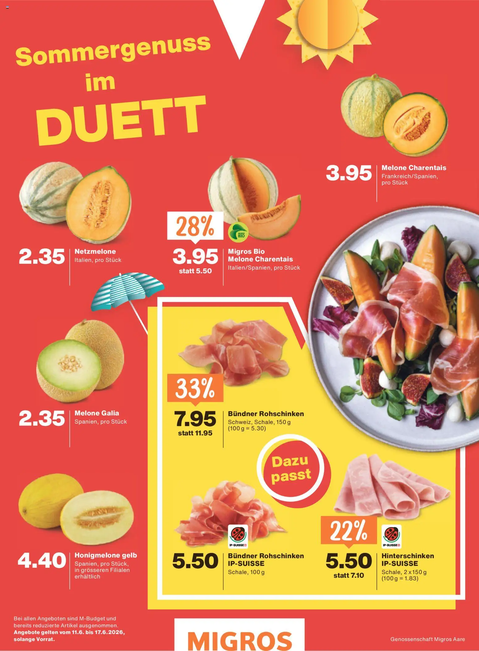 Migros aktionen Magazin – gültig ab 10.06.2026 | Seite: 36 | Produkte: Honigmelone, Melone