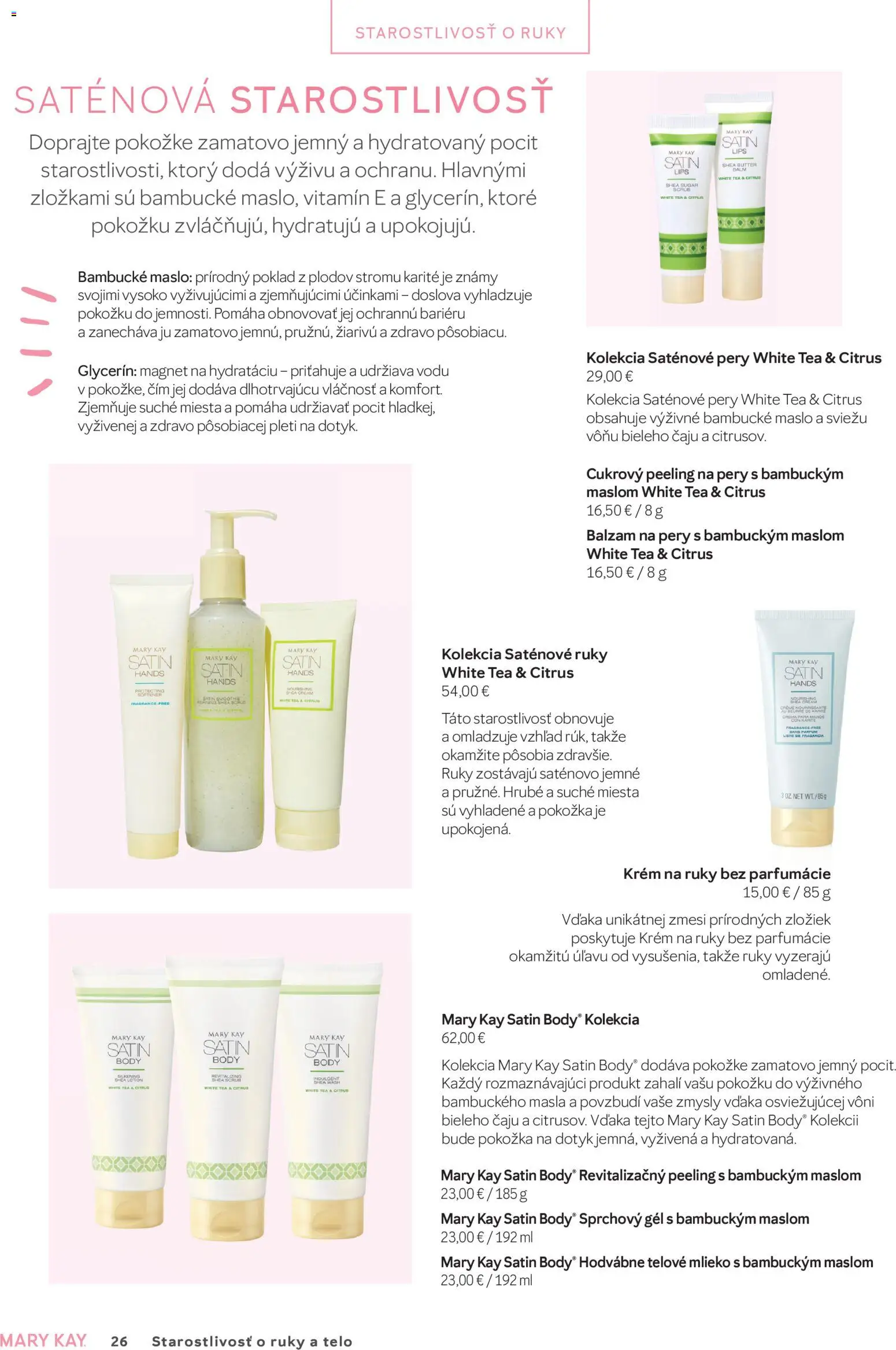 Nové Mary Kay akcie – leták je platný od 30.06.2026 | Strana: 26 | Produkty: Mlieko, Telové mlieko, Sprchový gél, Krém