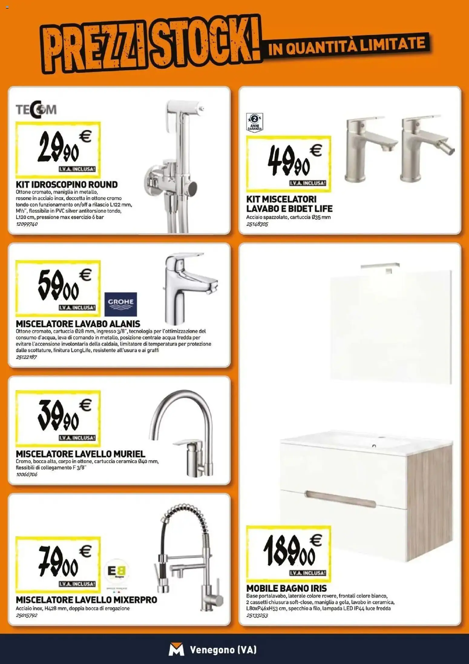 Volantino TECNOMAT del 29/10/2026 | Pagina: 5 | Prodotti: Lavello, Bagno, Specchio, Lampada