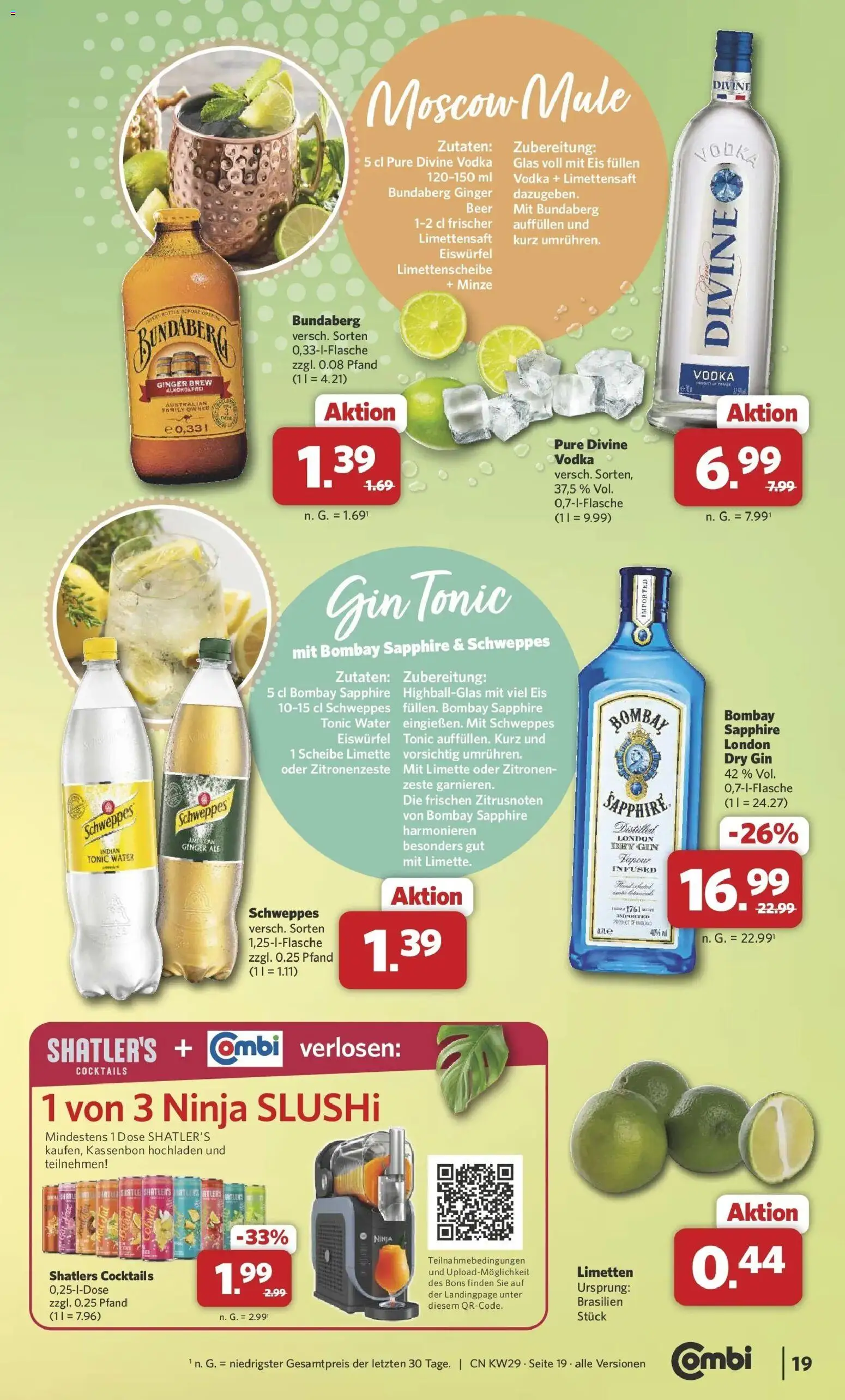 Combi Prospekt Altenbeken – gültig ab 13.07.2026 | Seite: 19 | Produkte: Limetten, Schweppes, Vodka, Gin