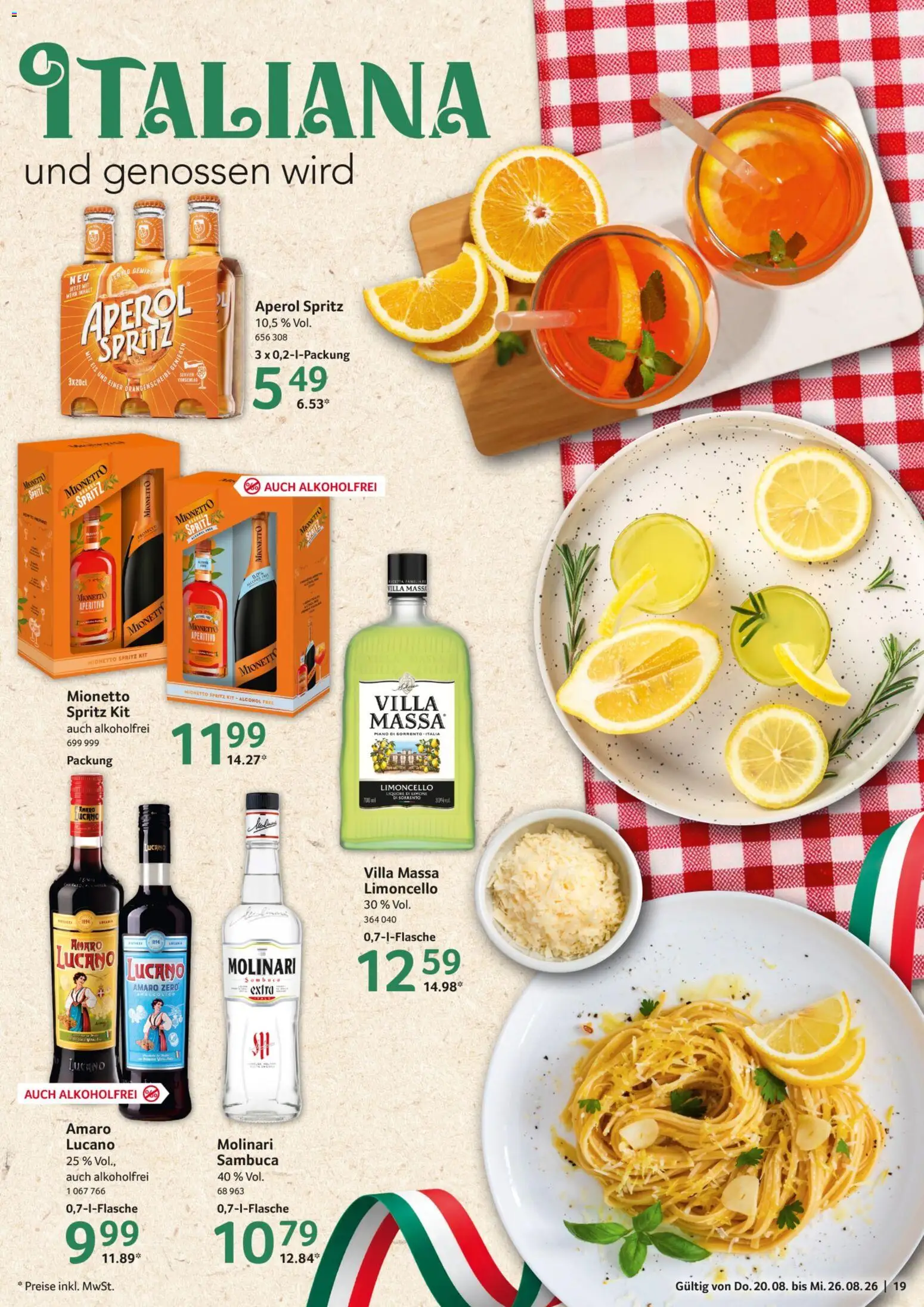 Selgros Prospekt – gültig ab 20.08.2026 | Seite: 19 | Produkte: Sambuca, Limoncello, Aperol, Eis