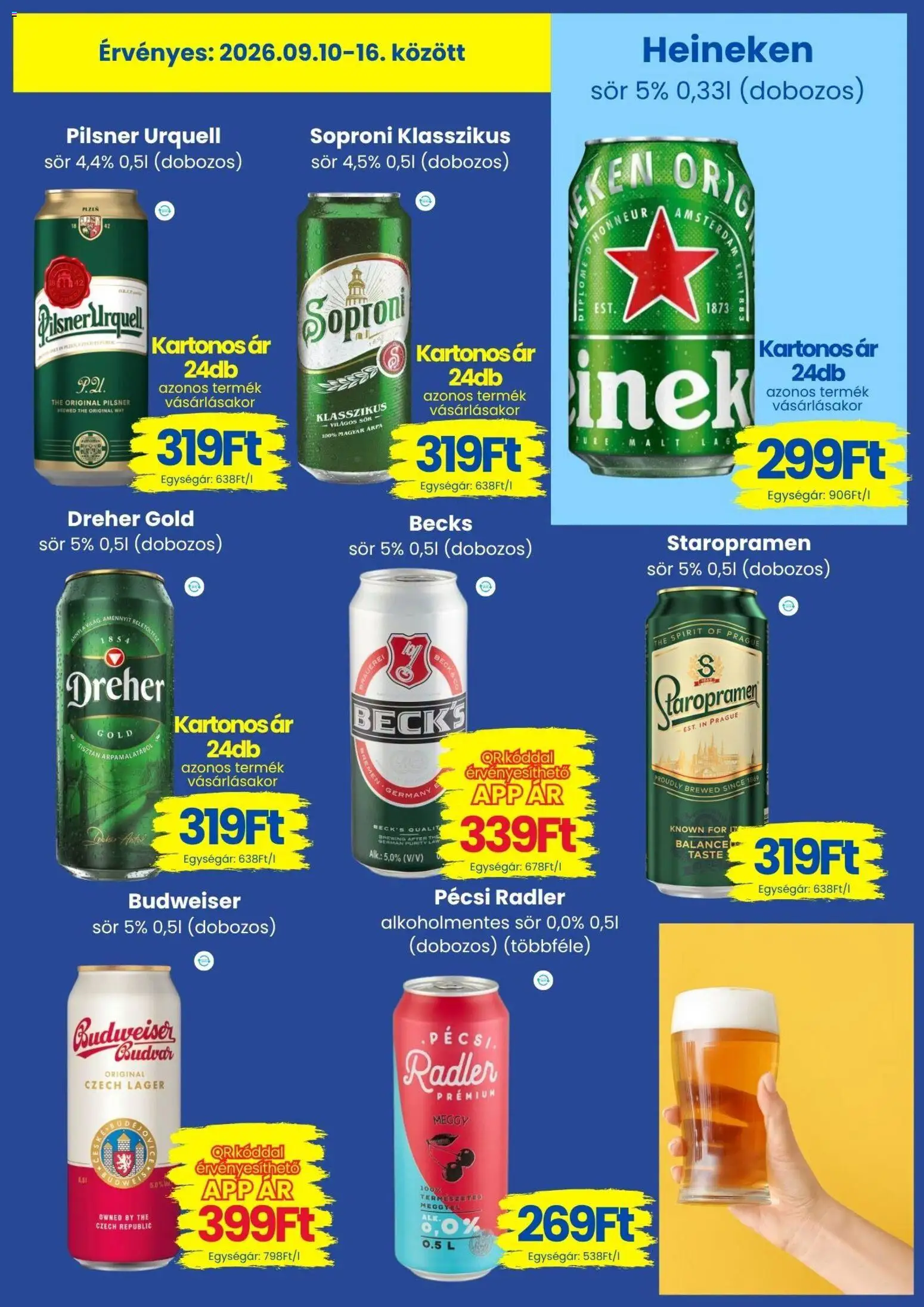 Magnetic akciós ujság - amely érvényes a következő dátumtól: 2026.09.10. | Oldal: 11 | Termékek: Heineken, Budweiser, Staropramen, Dobozos sör