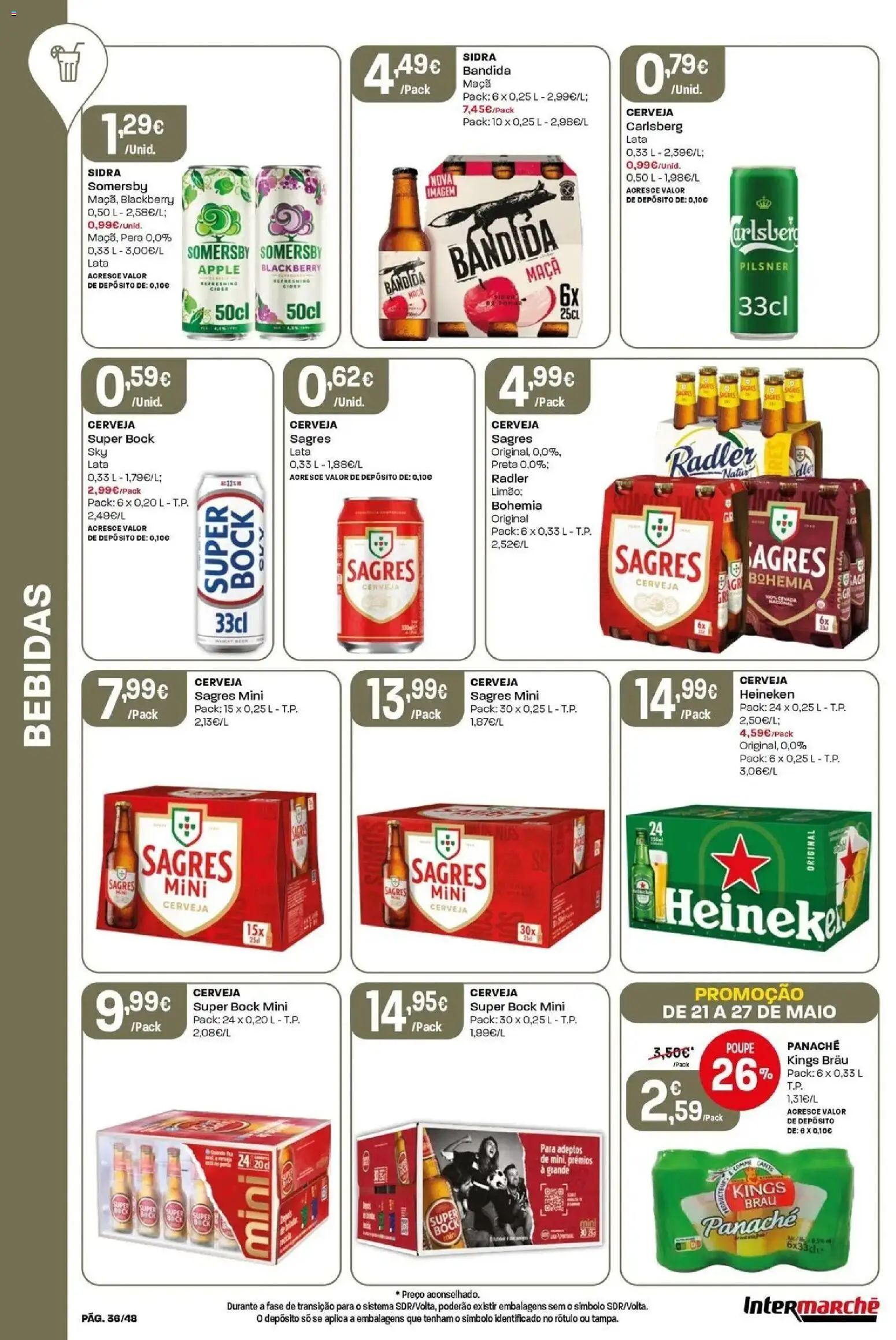 Intermarché - Isto é que são preços BAIXOS! │ válido de 21.05.2026 | Página: 36 | Produtos: Super bock, Maça, Cerveja, Somersby