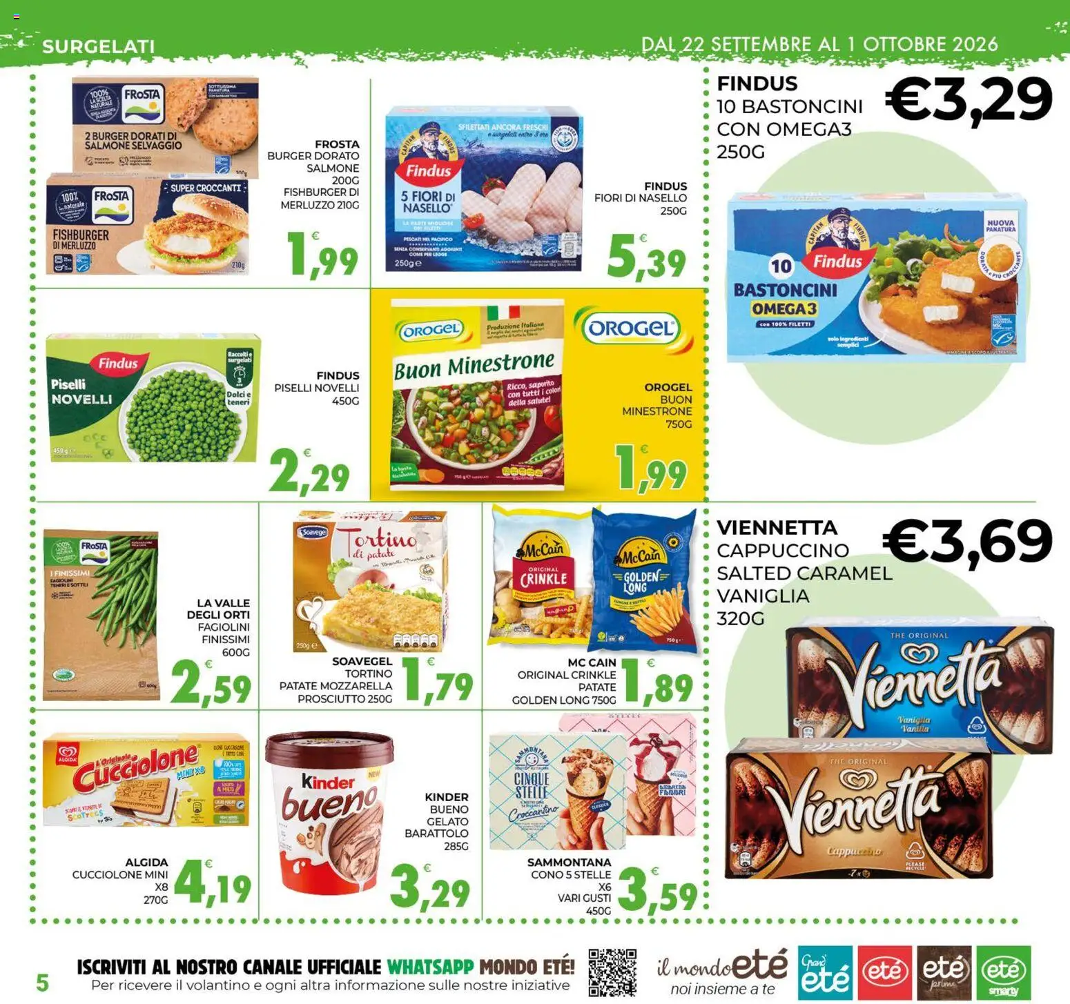 Volantino Eté del 22/09/2026 | Pagina: 5 | Prodotti: Merluzzo, Mozzarella, Ingredienti, Dolci